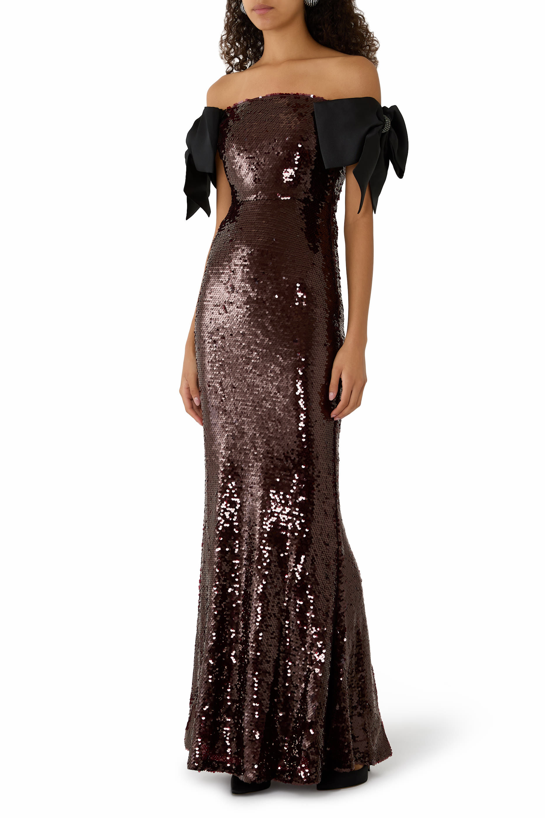 Sequin Bow Maxi Dress