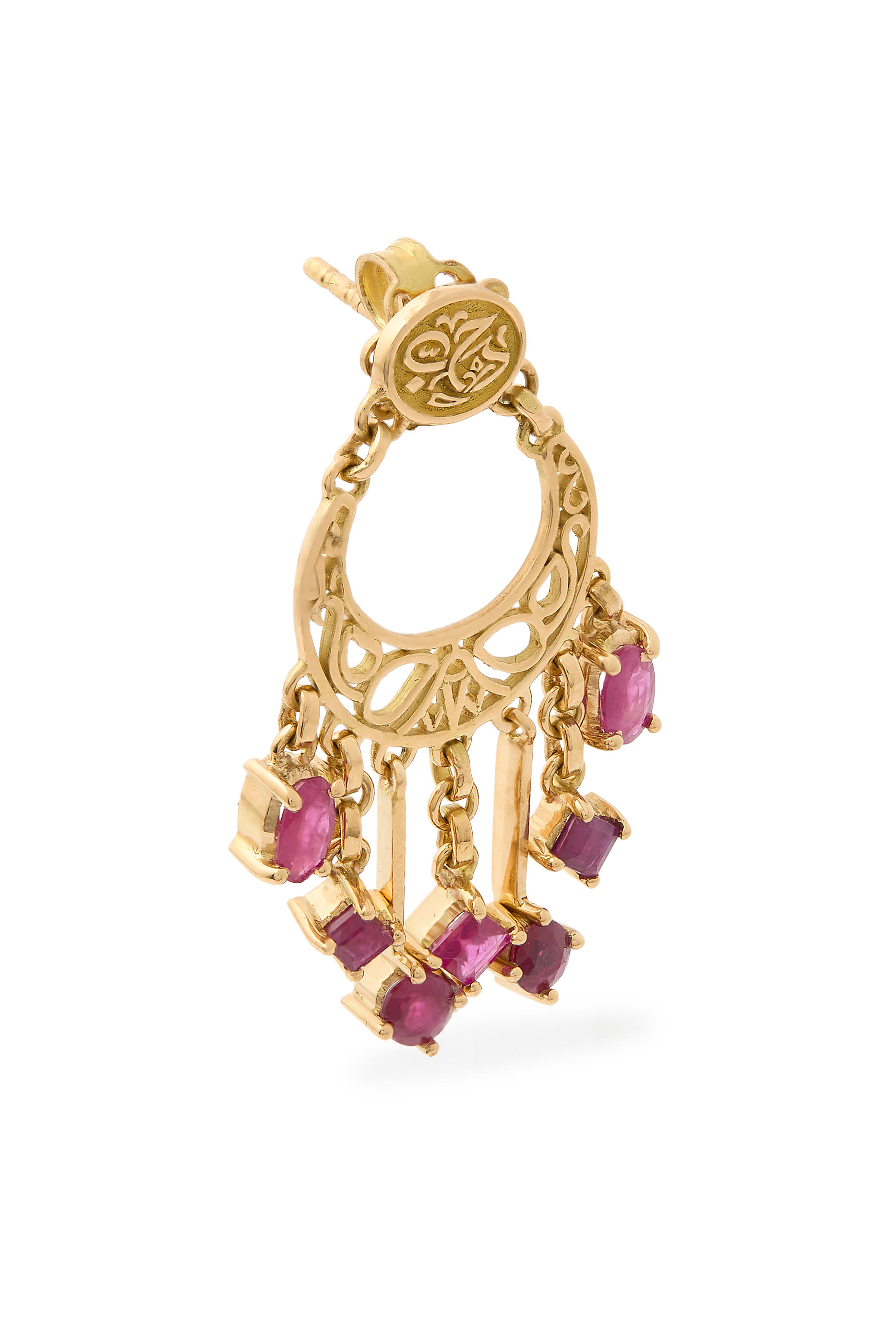 Falahy Stone Earrings, 18k Yellow Gold & Ruby