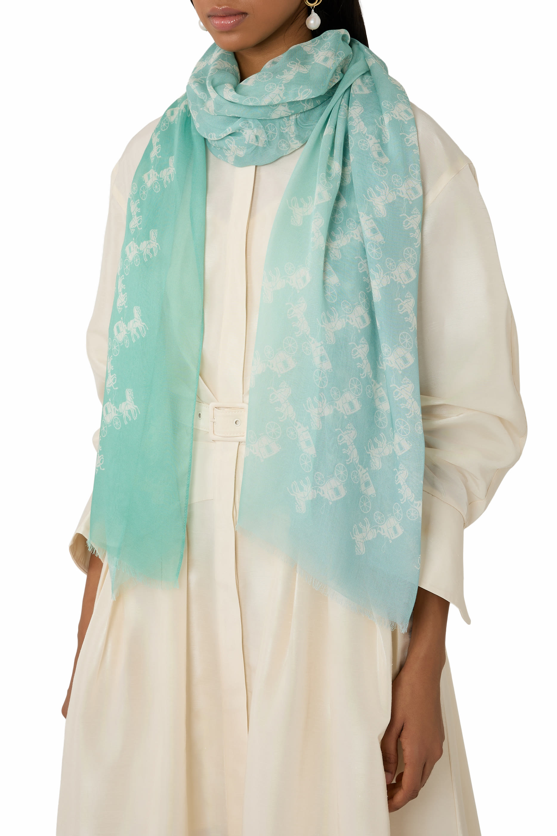 Horse and Carriage Wool-Blend Scarf