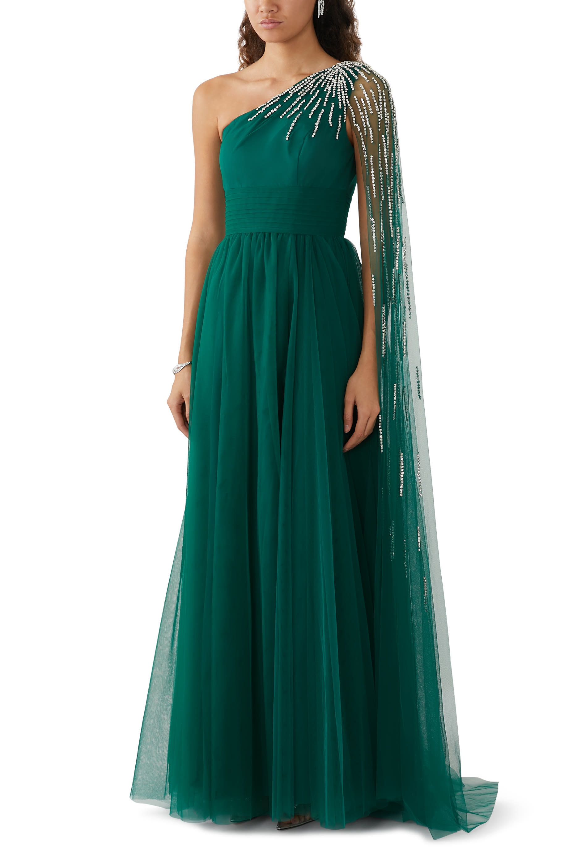 Embellished One Shoulder Gown