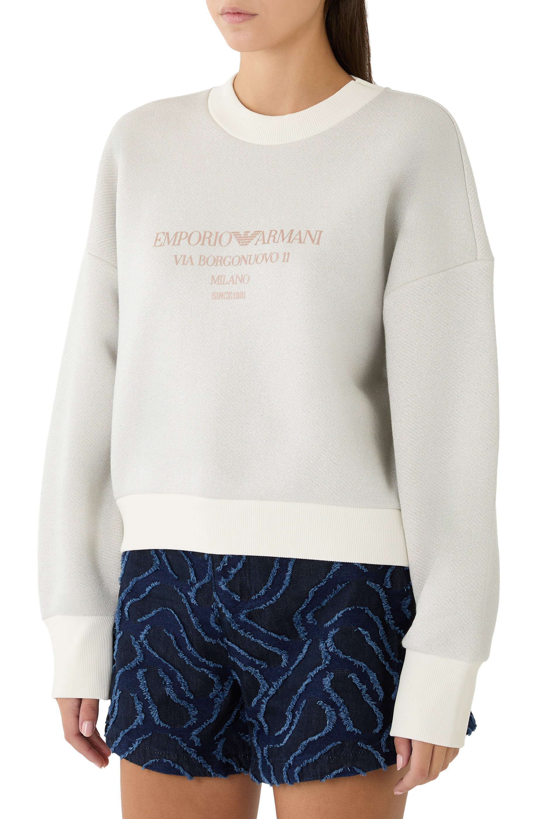  Lurex Jersey Sweatshirt with Shiny Logo 