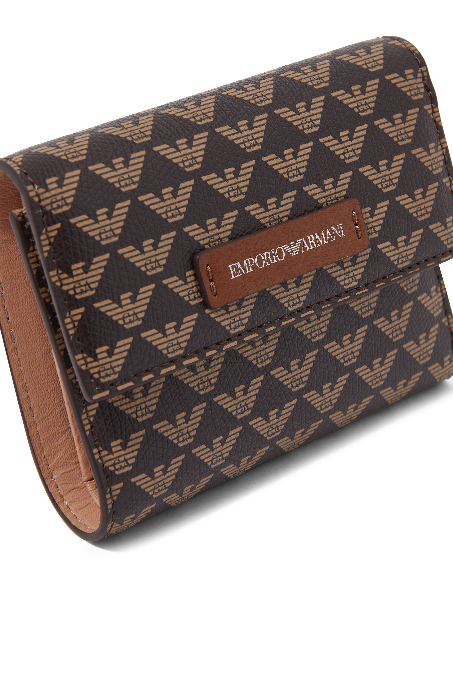 EA Monogram Trifold Wallet in Eco Leather