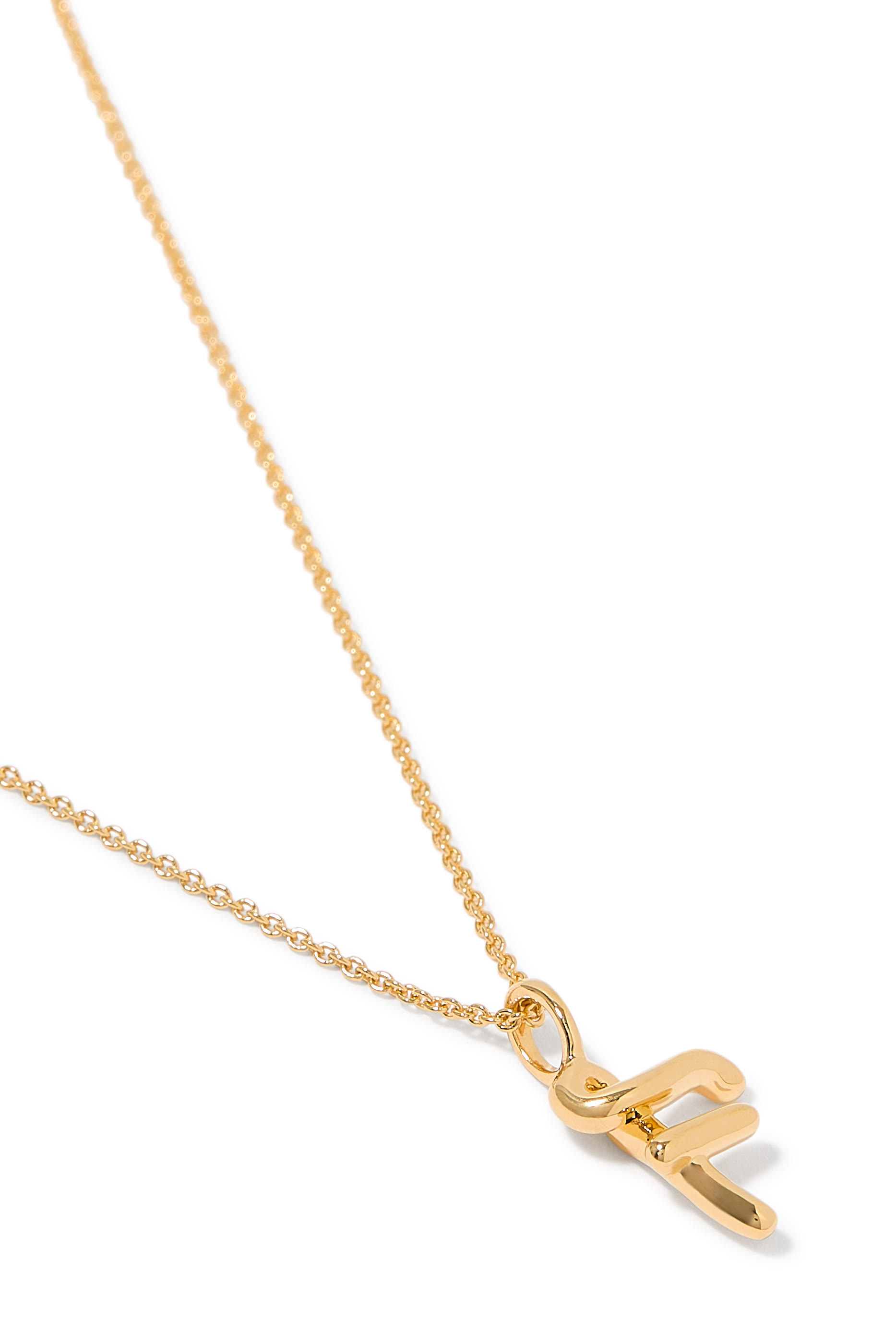 Curly Molten Mini Initial Necklace - F, 18ct Recycled Gold Vermeil on Recycled Sterling Silver
