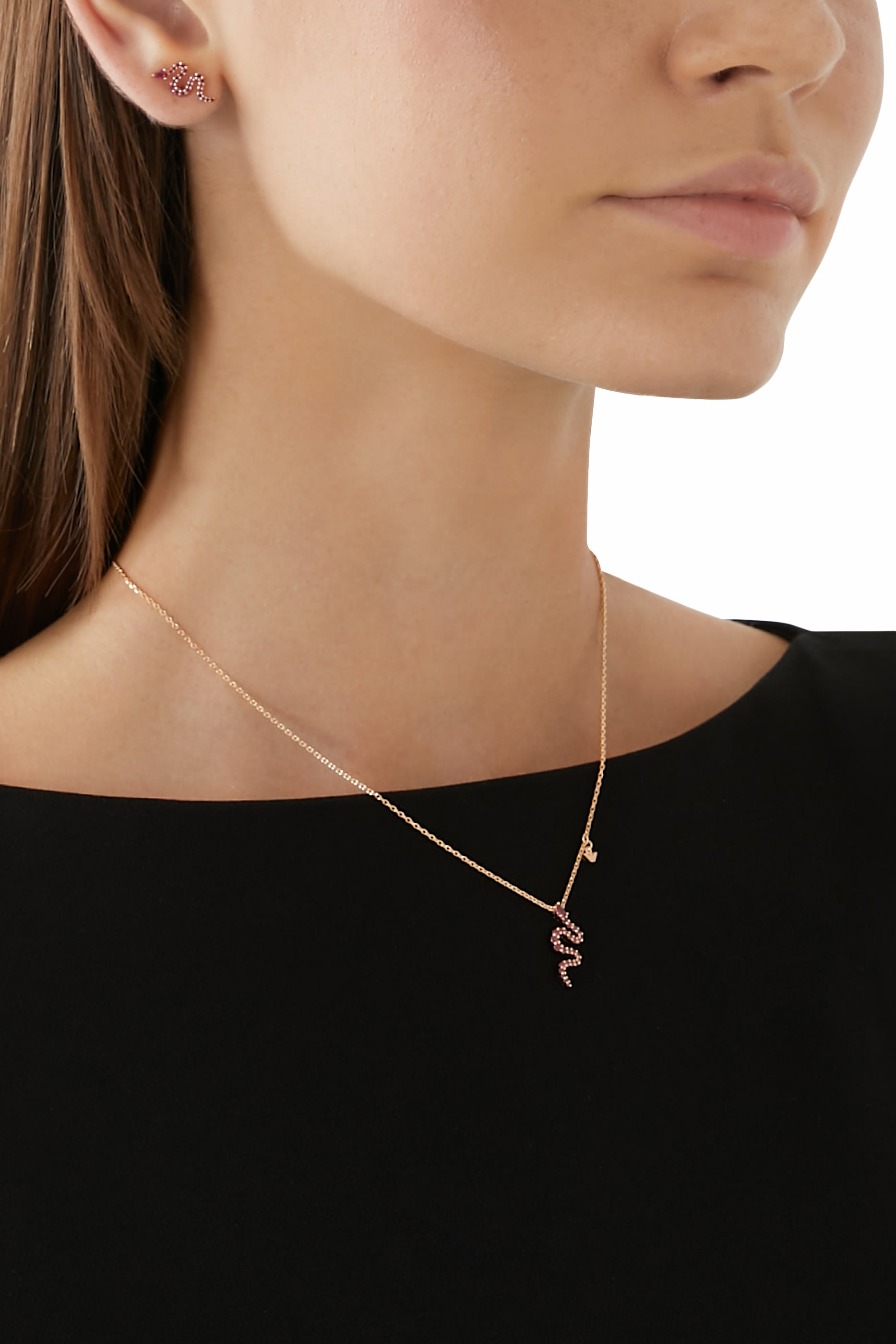 Snake Stud Earrings, 14k Rose Gold-Plated Sterling Silver