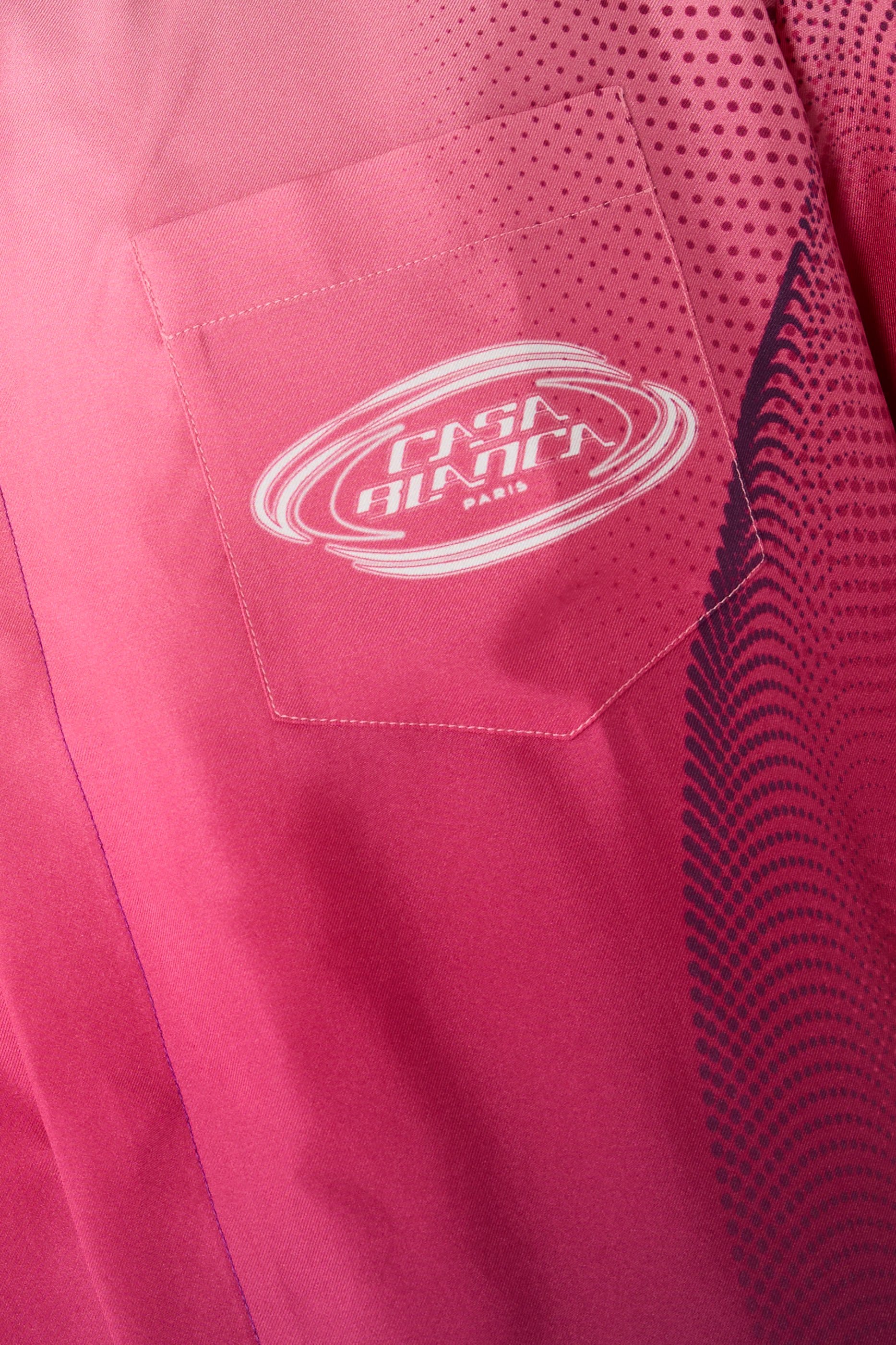 Aubergine Gradient Cuban Collar Short Sleeve Silk Shirt 