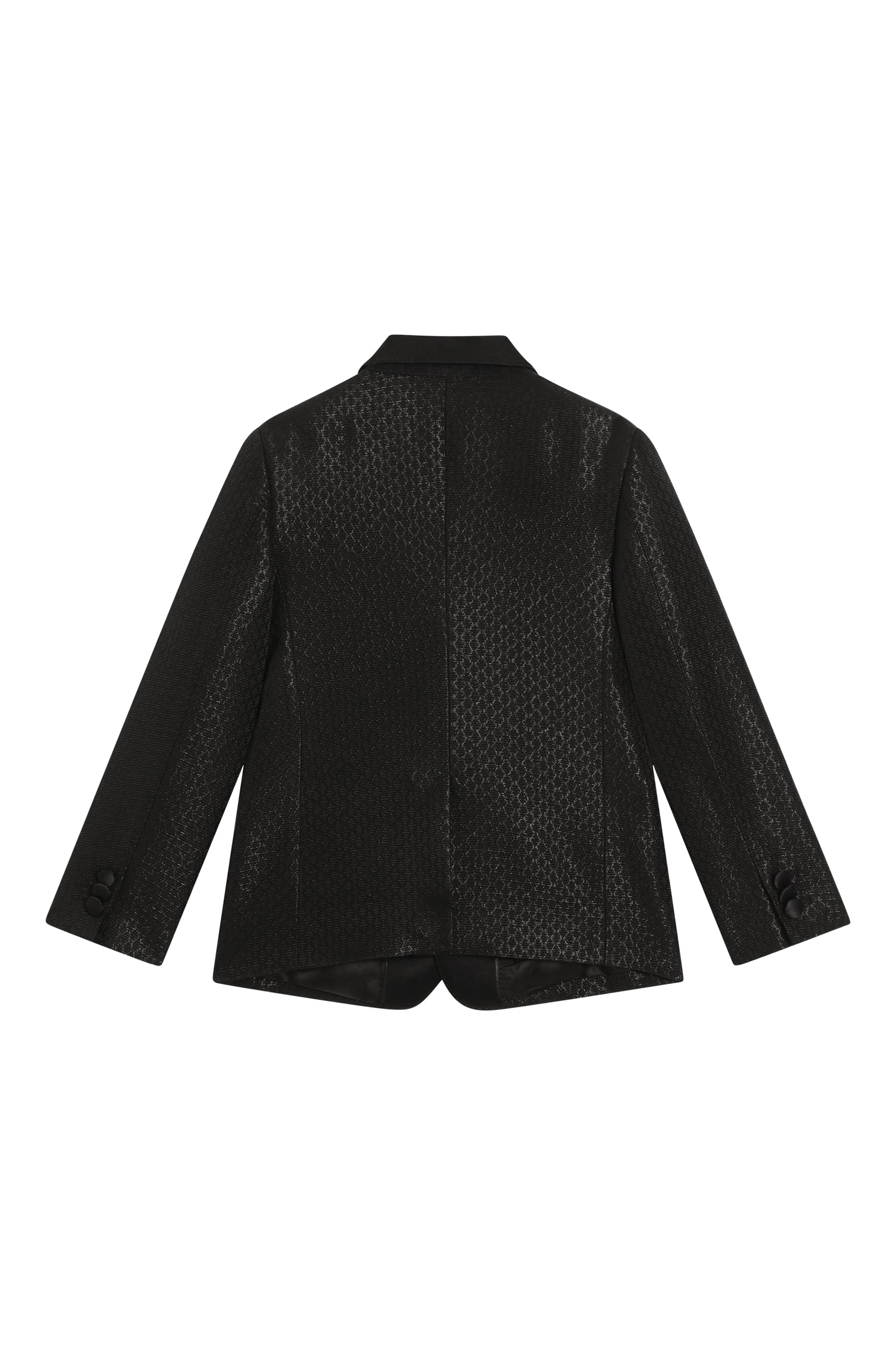 Kids Single-Breasted Lame Jacquard Wool Jacket