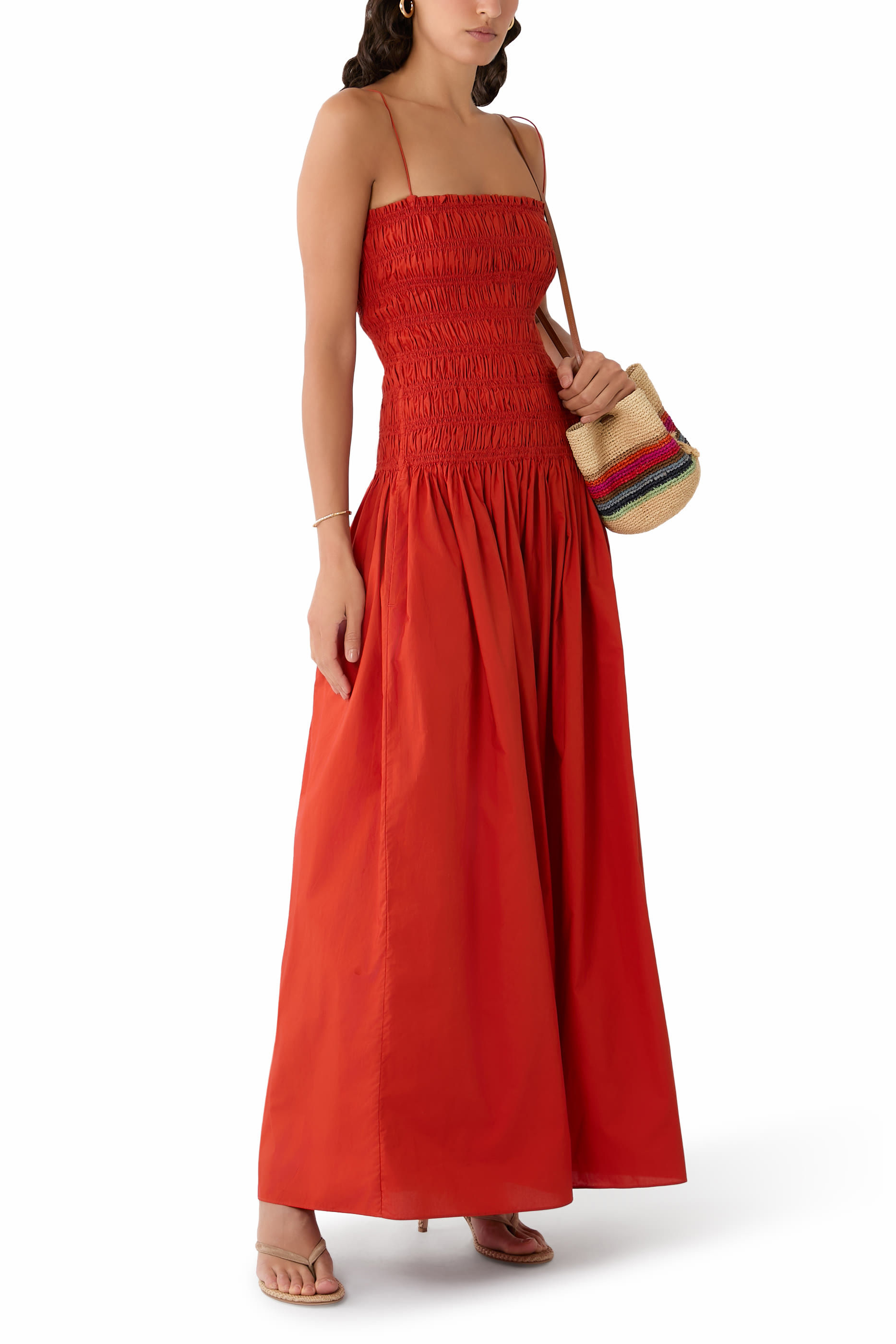 Shirred Drop Waist Dress