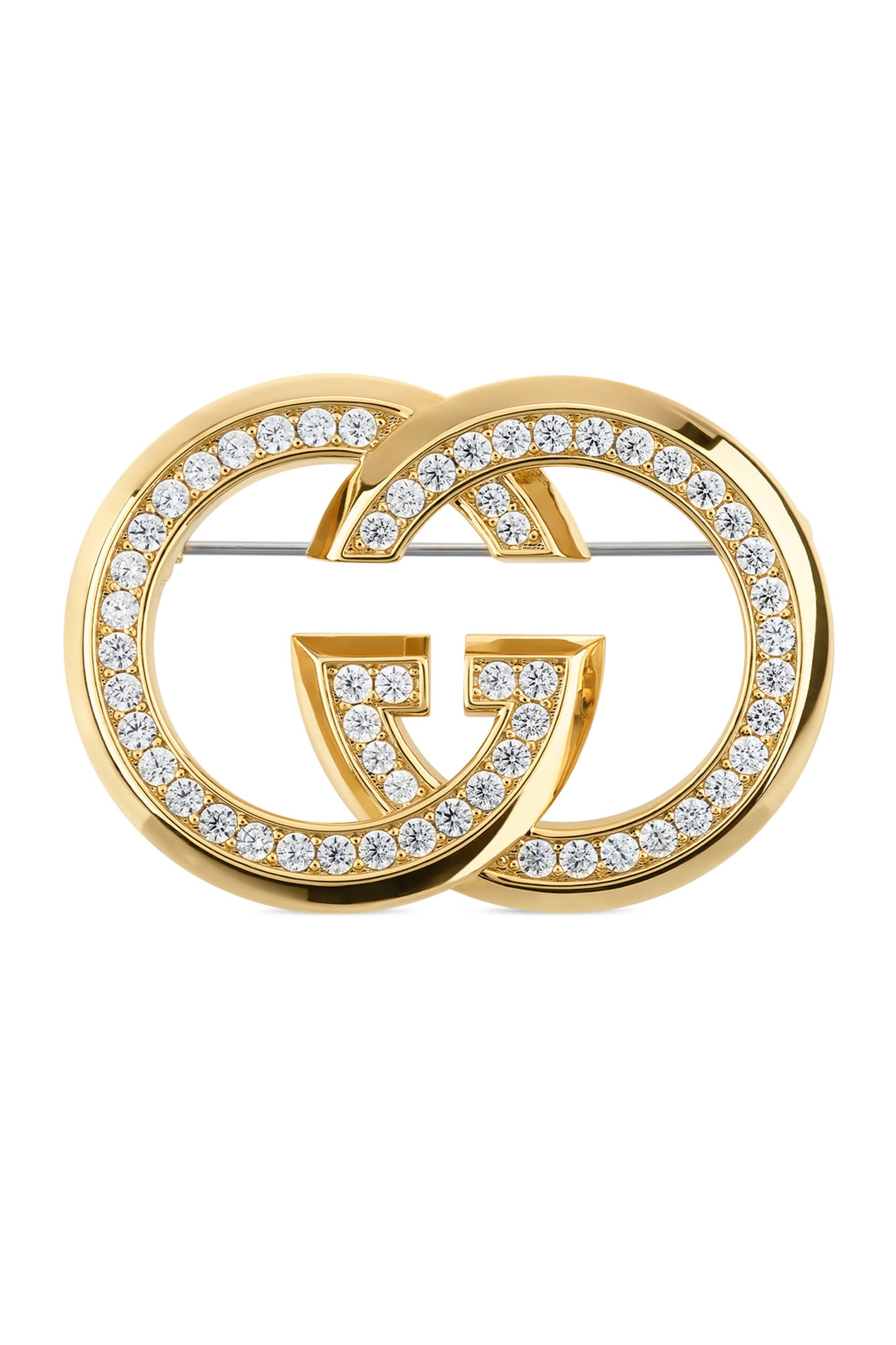 GG Interlocking Crystal Brooch