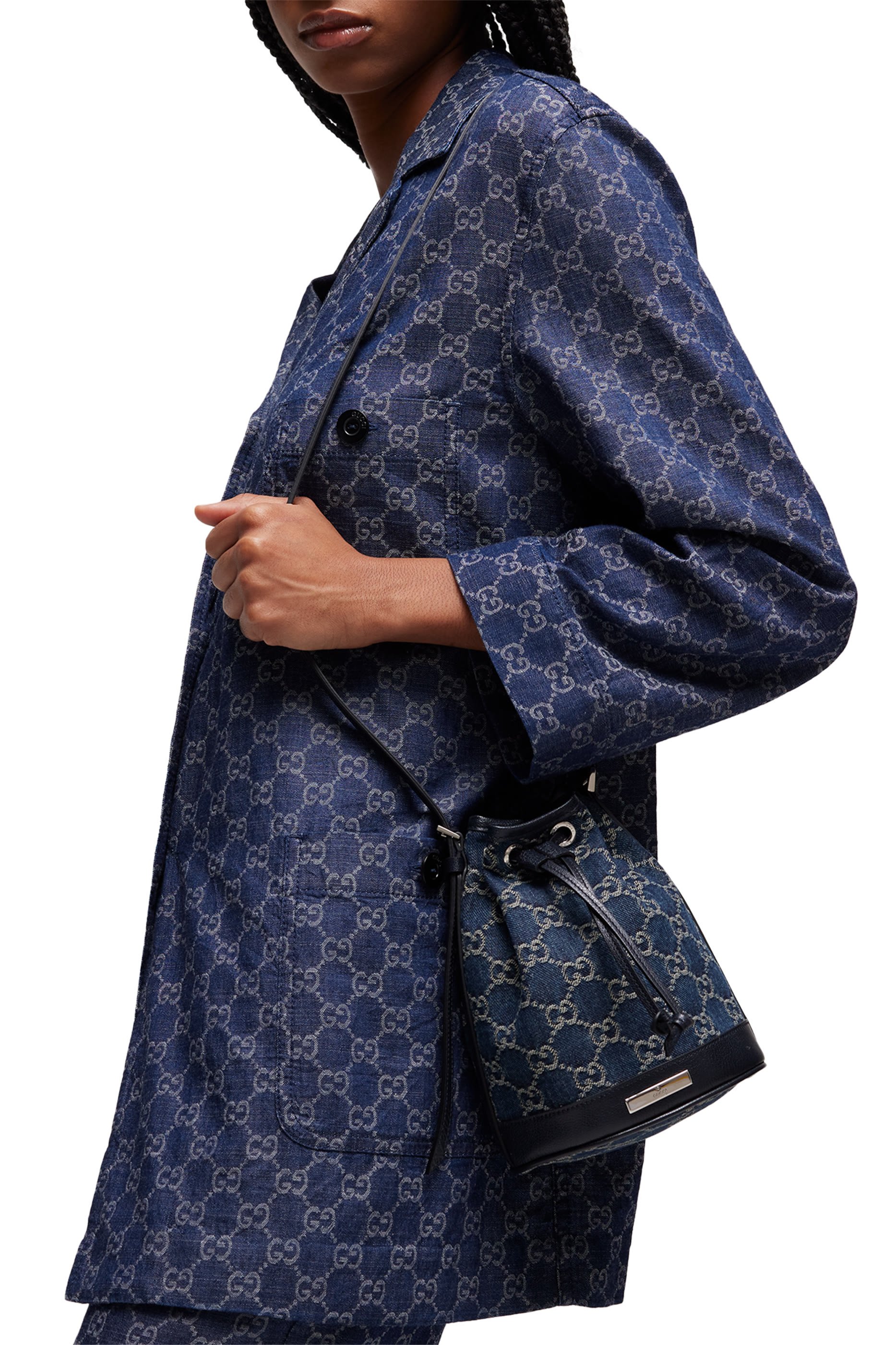  Mini Bucket Bag with Logo Plaque