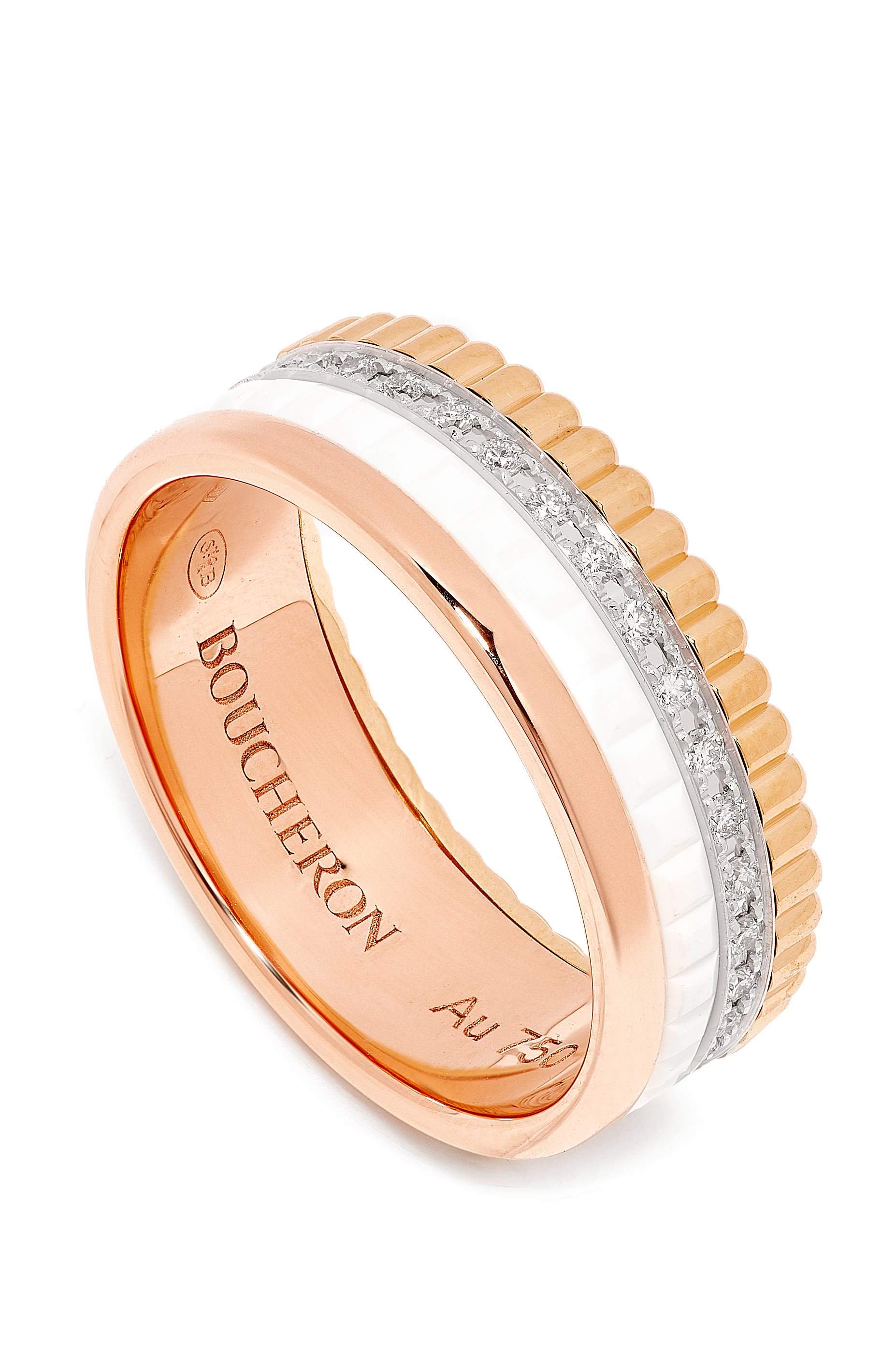 Quatre White Edition Small Ring, 18k Mix Gold & Diamonds