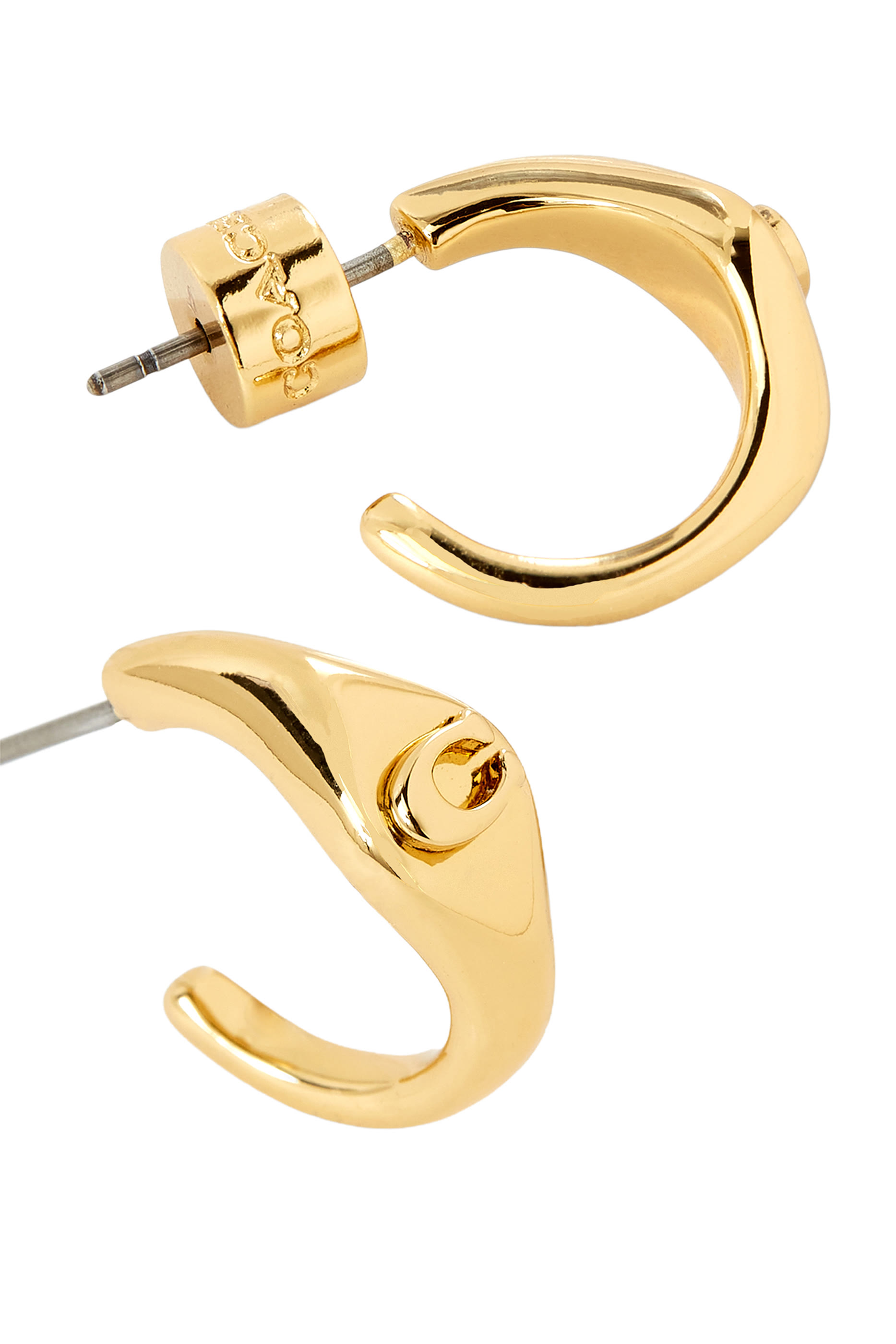 Signet Signature Huggie Earrings, Plated Brass & Cubic Zirconia