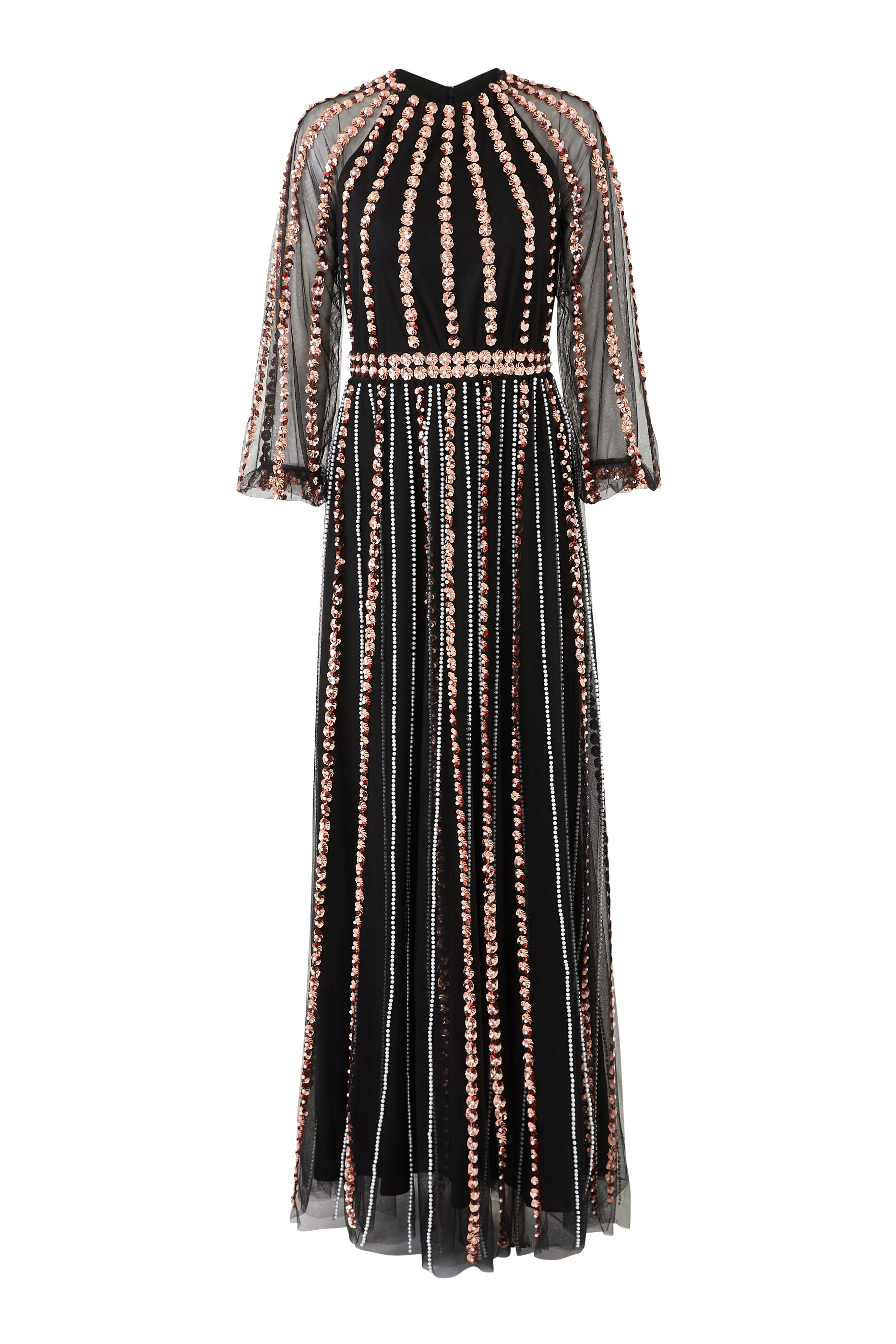 Embellished Long Sleeve Gown