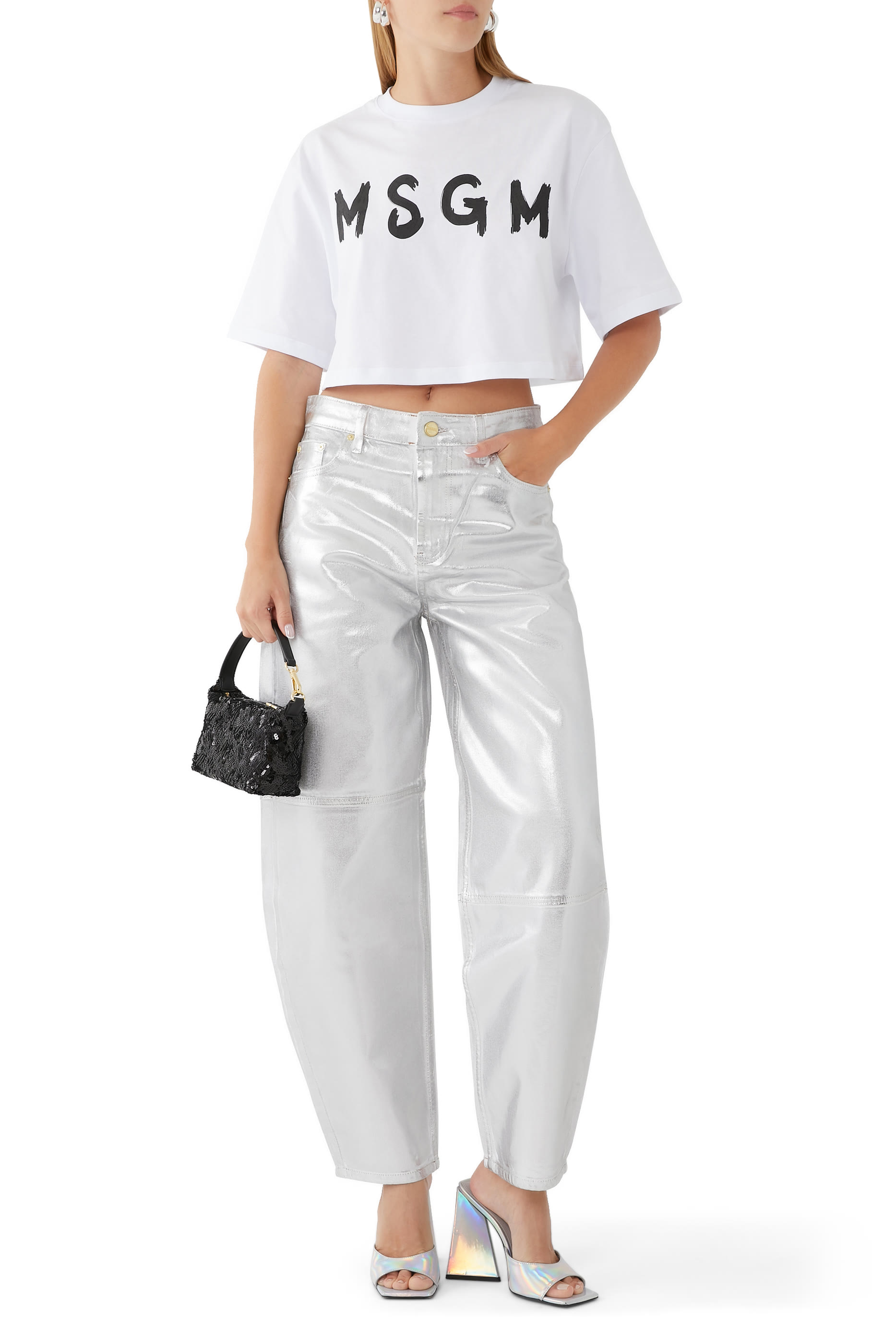 Spray Logo Cropped T-Shirt