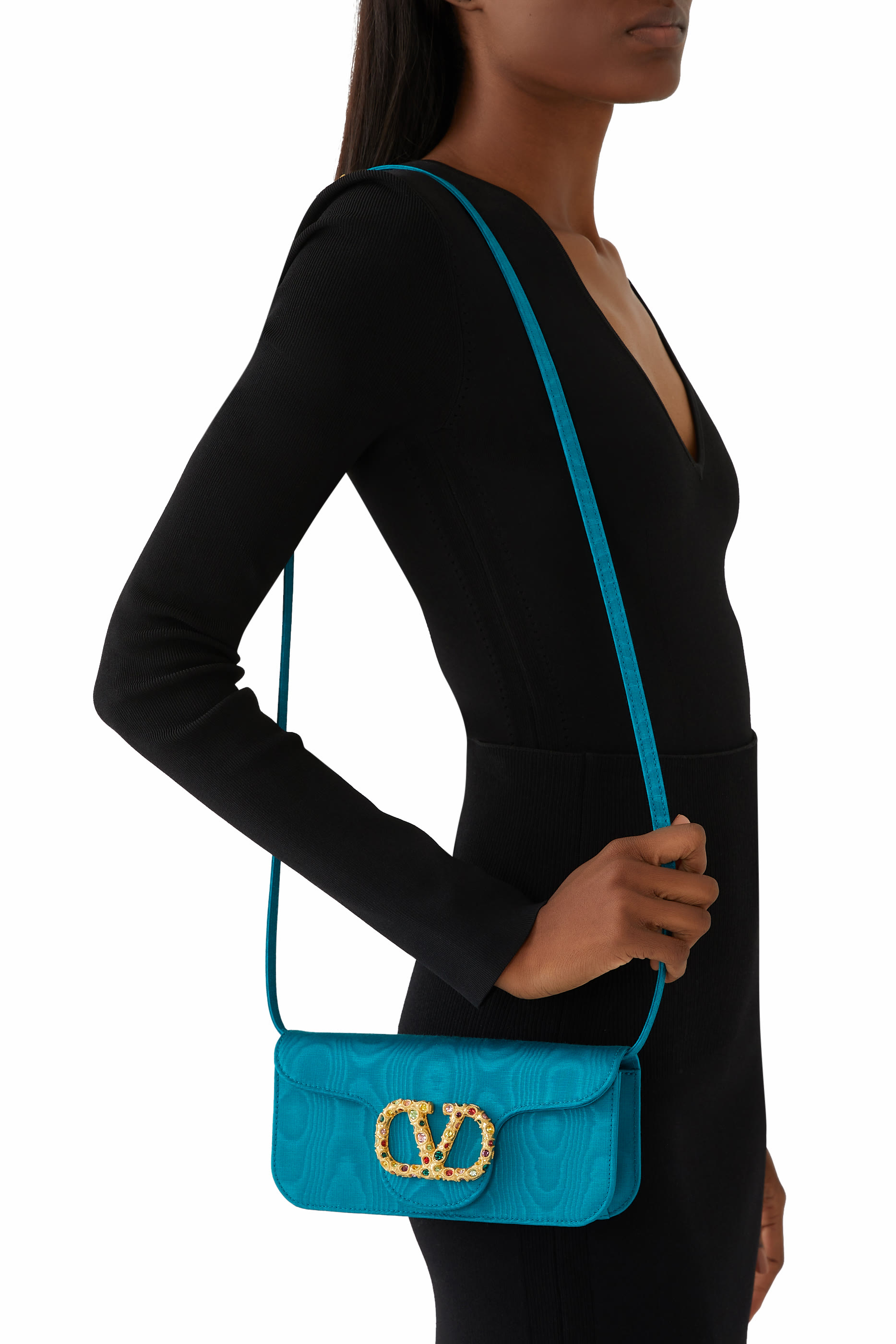 Loco Moiré Fabric Clutch with Jewel Logo