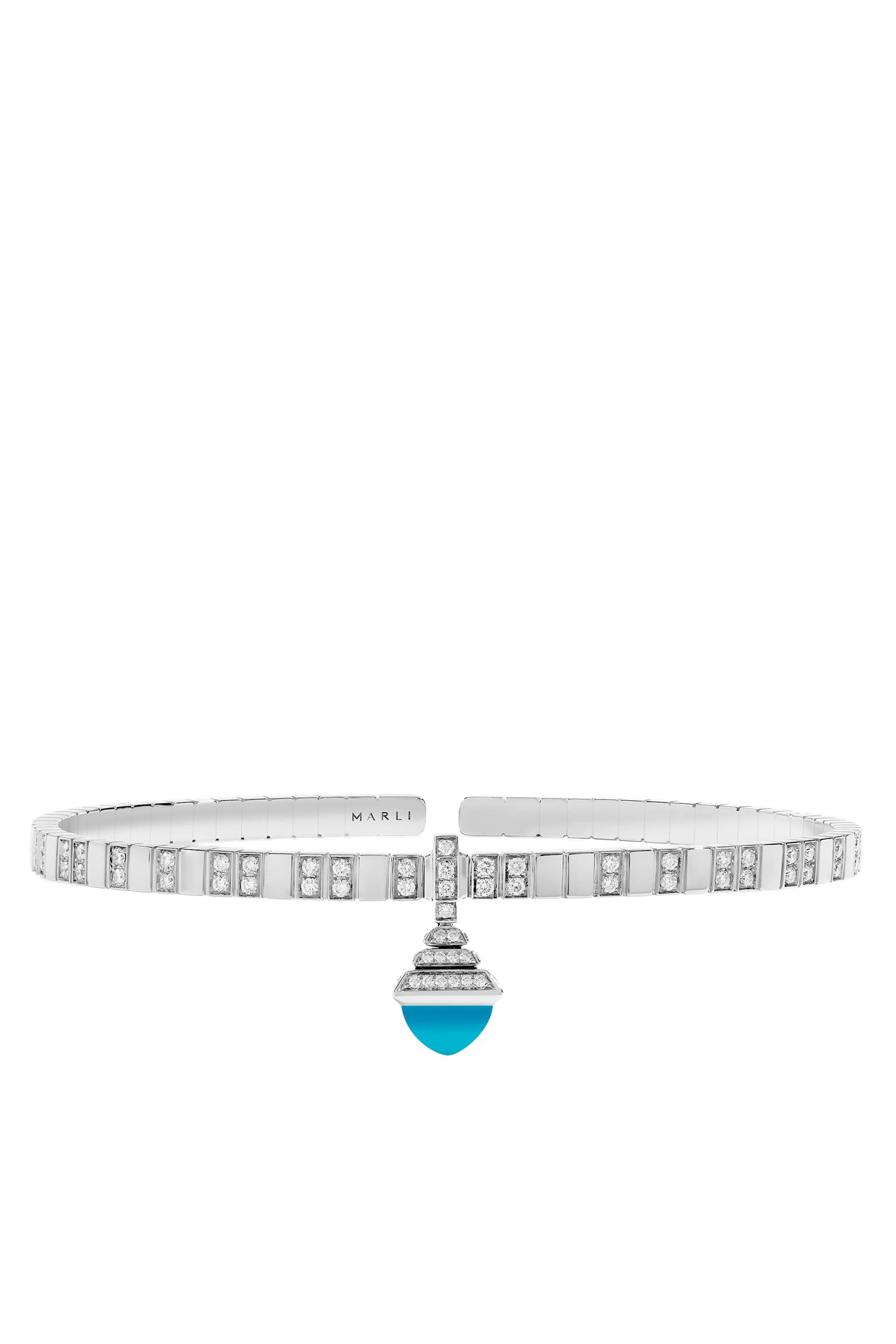 Cleo Charm Bracelet, 18k White Gold & Turquoise, Diamonds