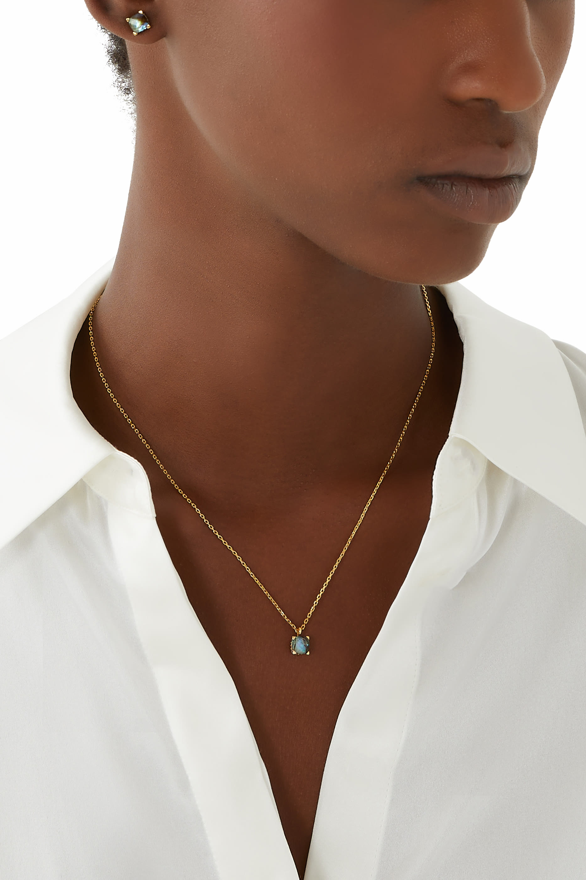 Little Luxuries Square Pendant, Plated Metal & Cubic Zirconia