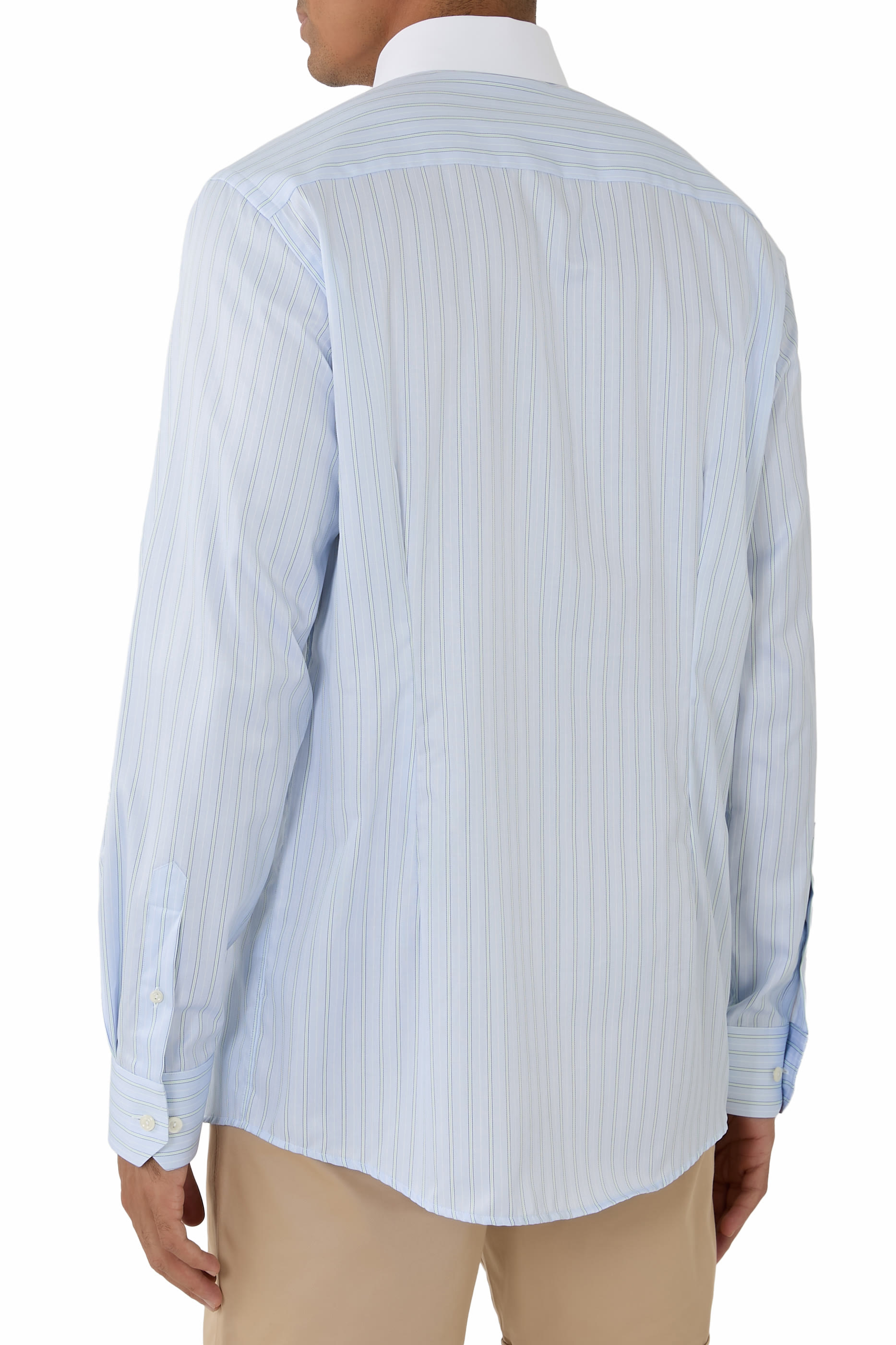 Striped Collar Signature Twill Shirt