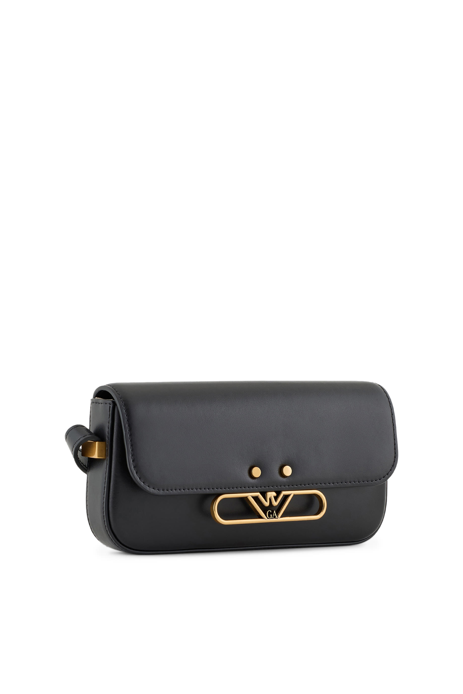 Metal Eagle Logo Smooth Leather Shoulder Bag