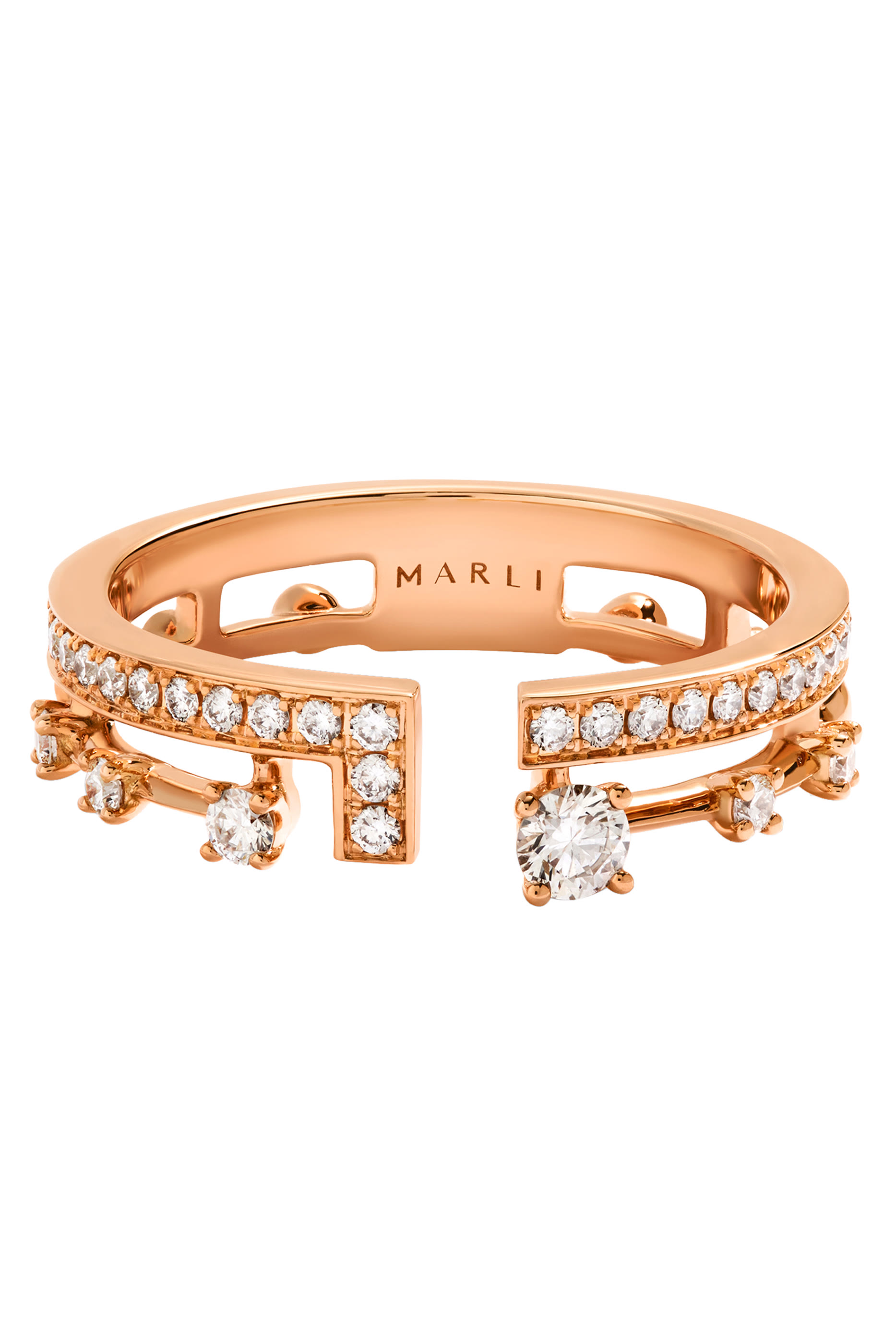 Avenues  Index Ring, 18k Rose Gold with Full Diamonds