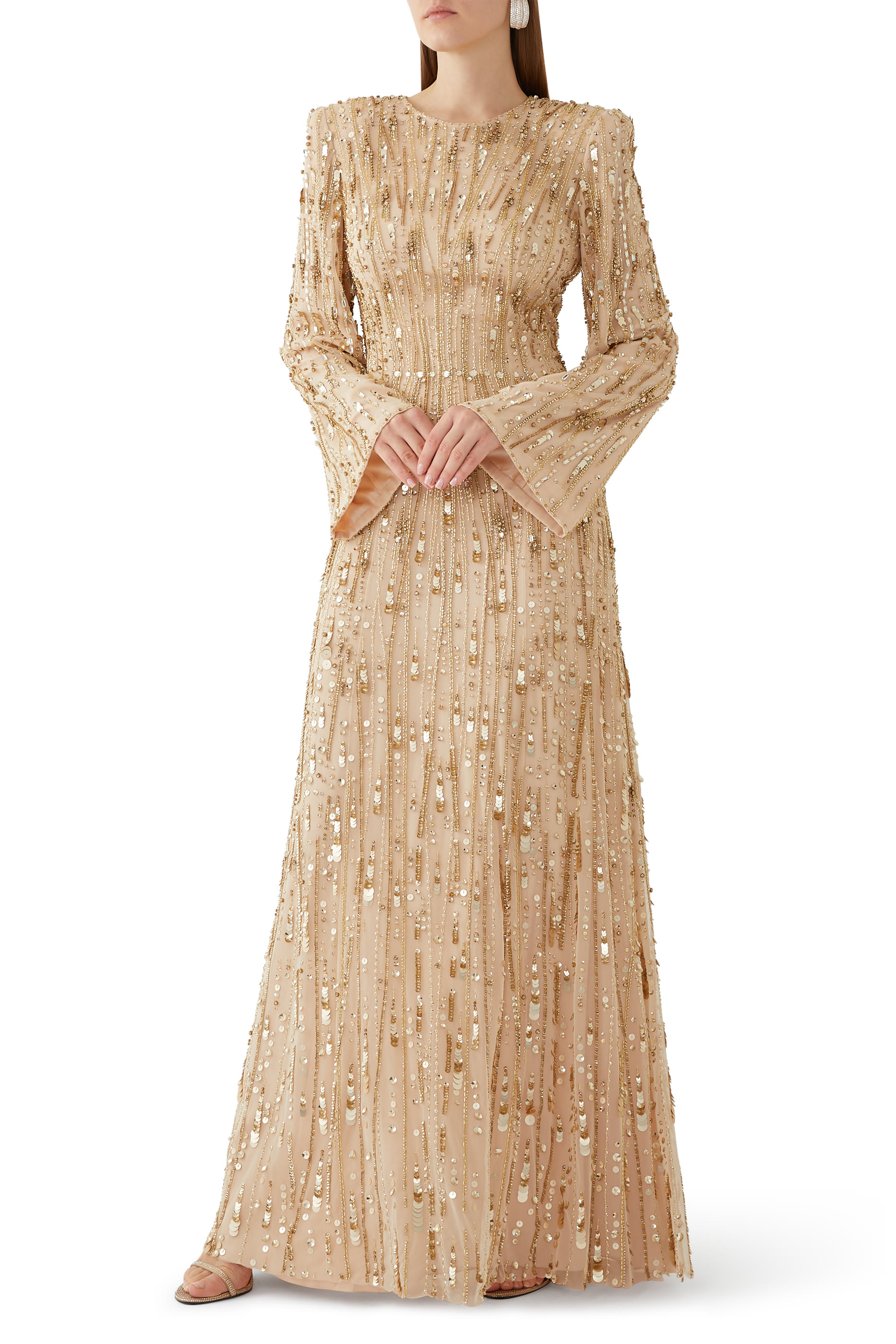 Elbe Long Sleeve Embellished Gown