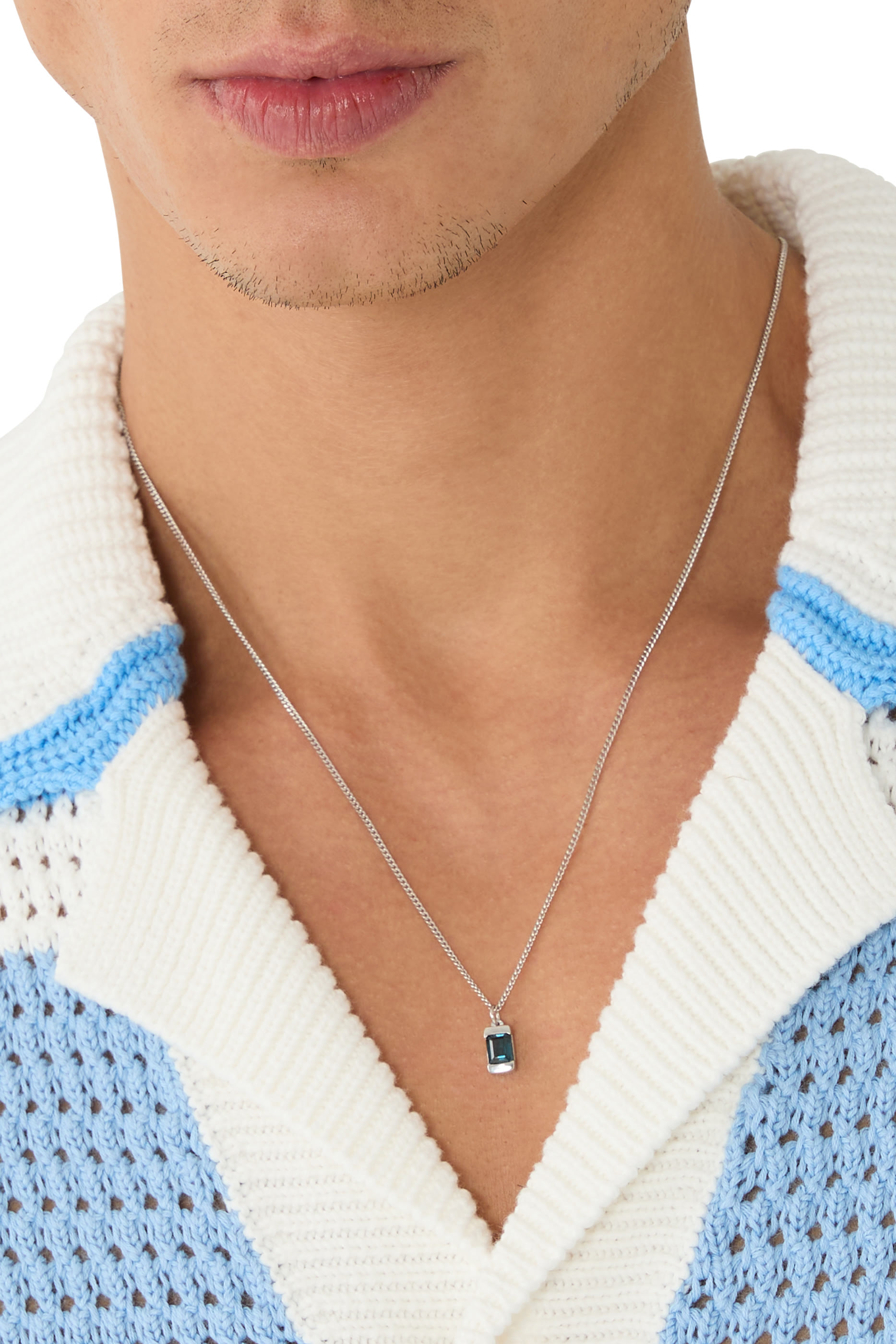 Valor Blue Topaz Necklace, Sterling Silver & Semi Precious Stone