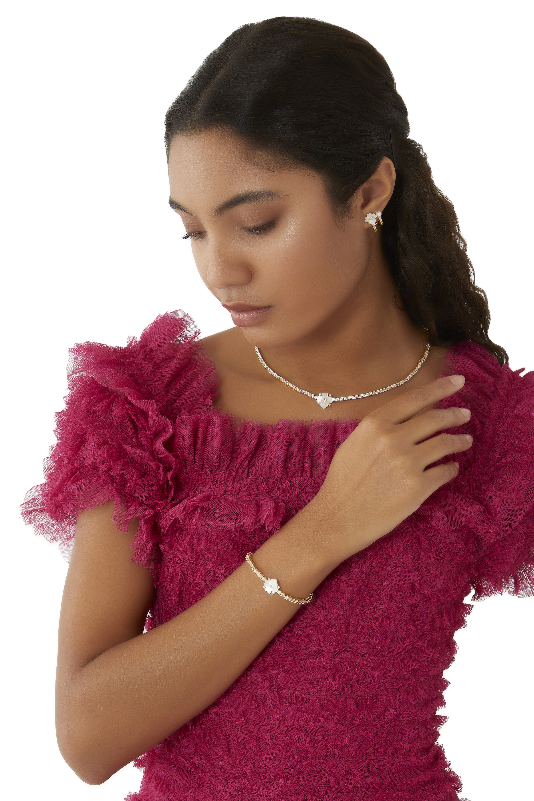 Precious Pansy Double Huggie Earrings