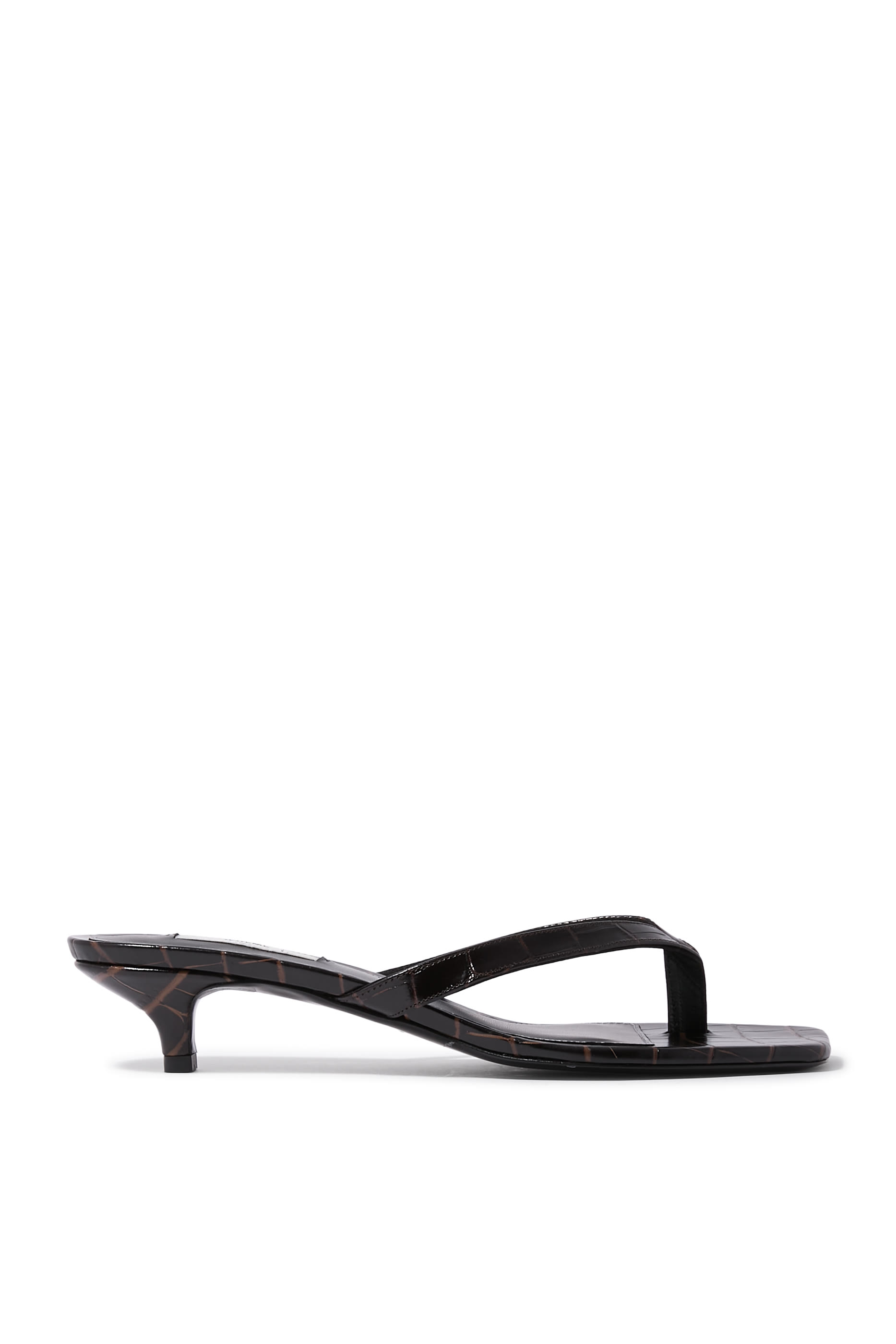 Croc-Embossed 35 Heeled Flip Flops