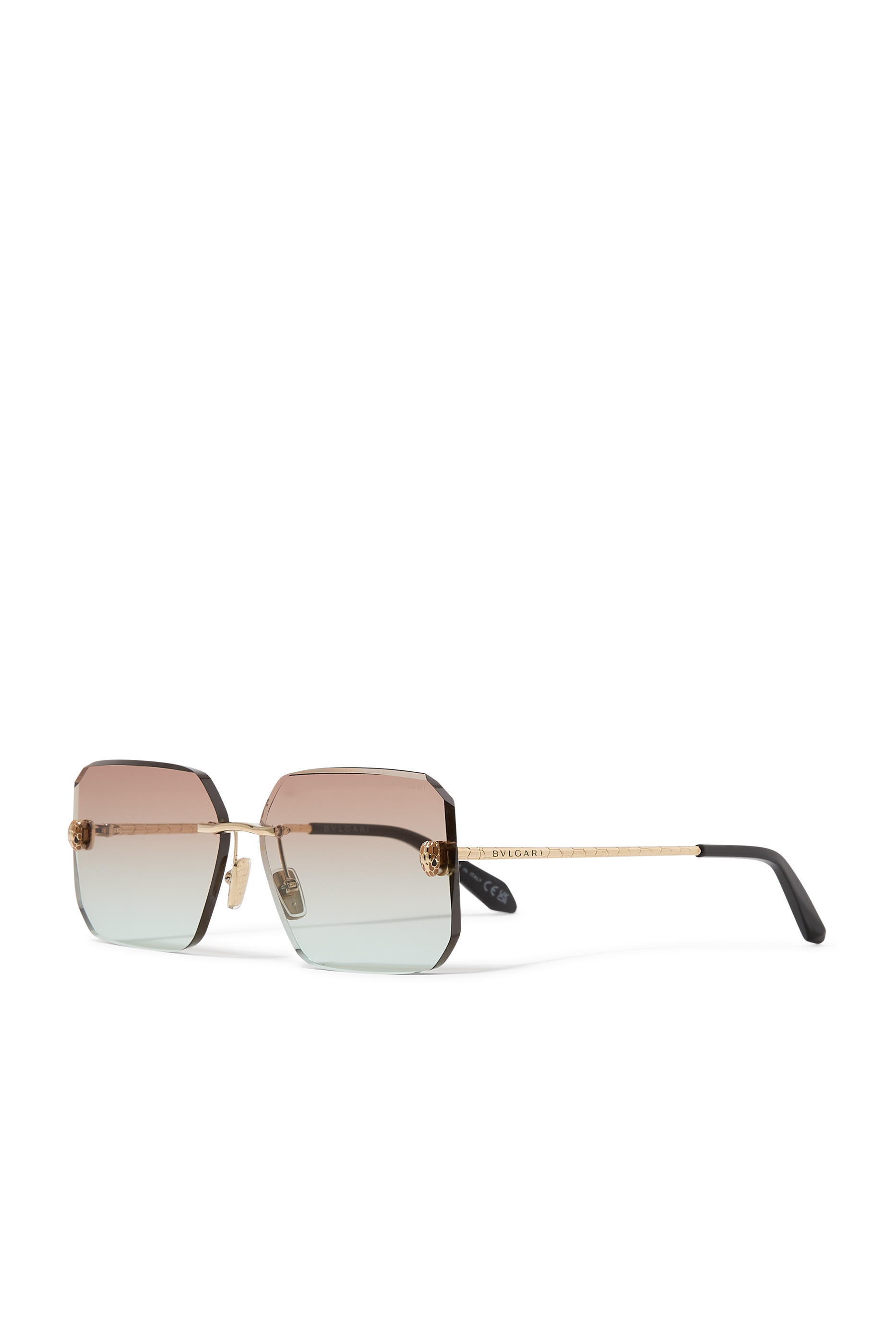 Serpenti Forever Gold Rectangular Sunglasses
