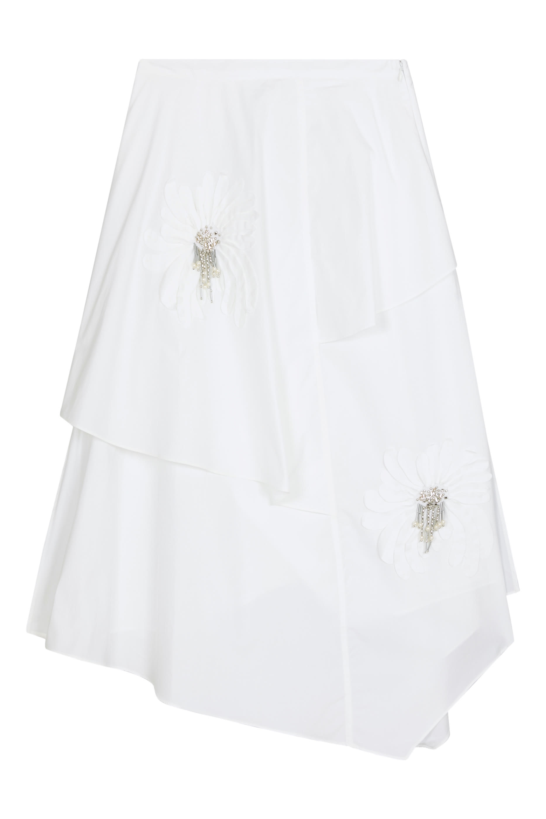 Layered Skirt with Floral Appliqu&eacute;