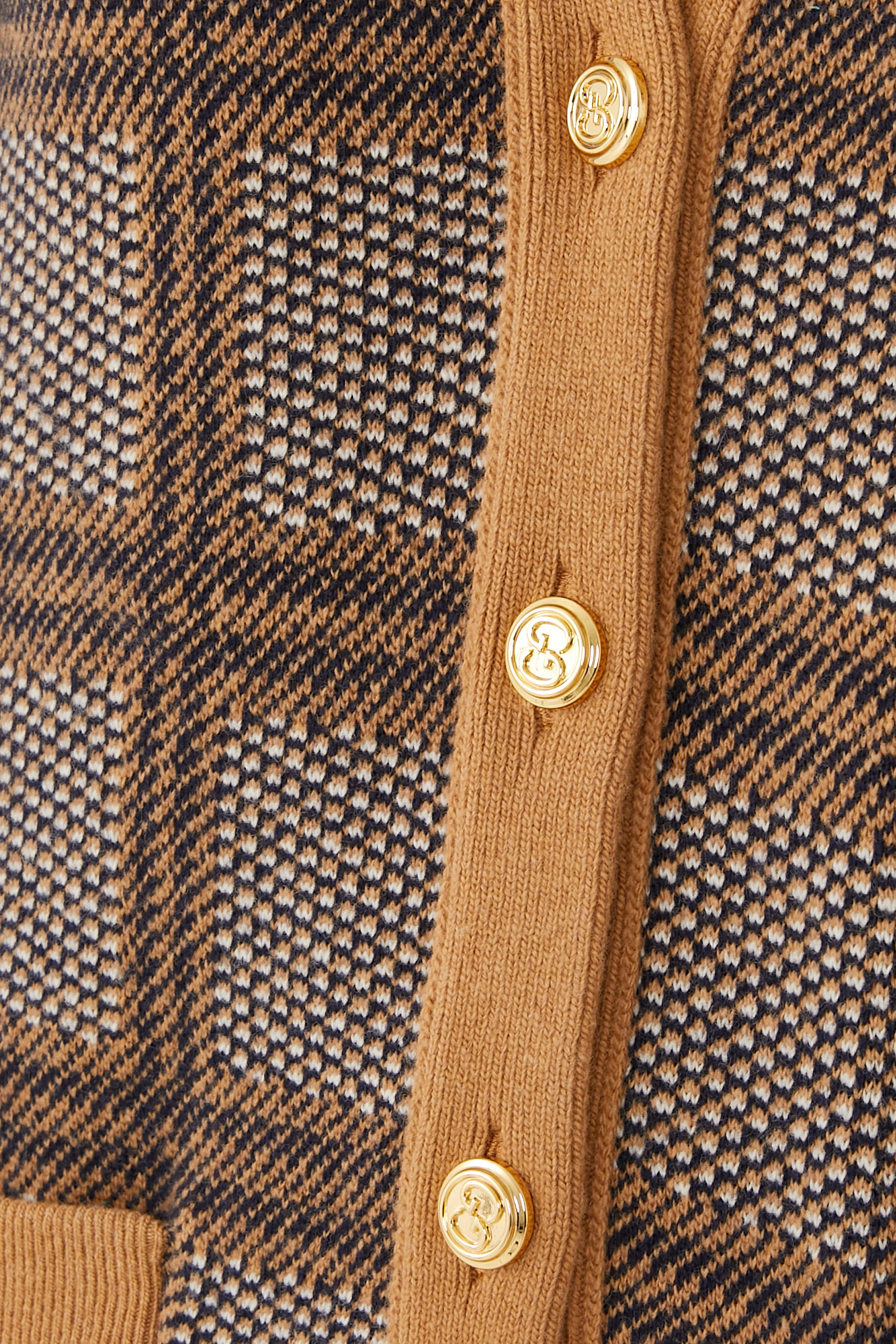 Reversible Checked Wool Cardigan