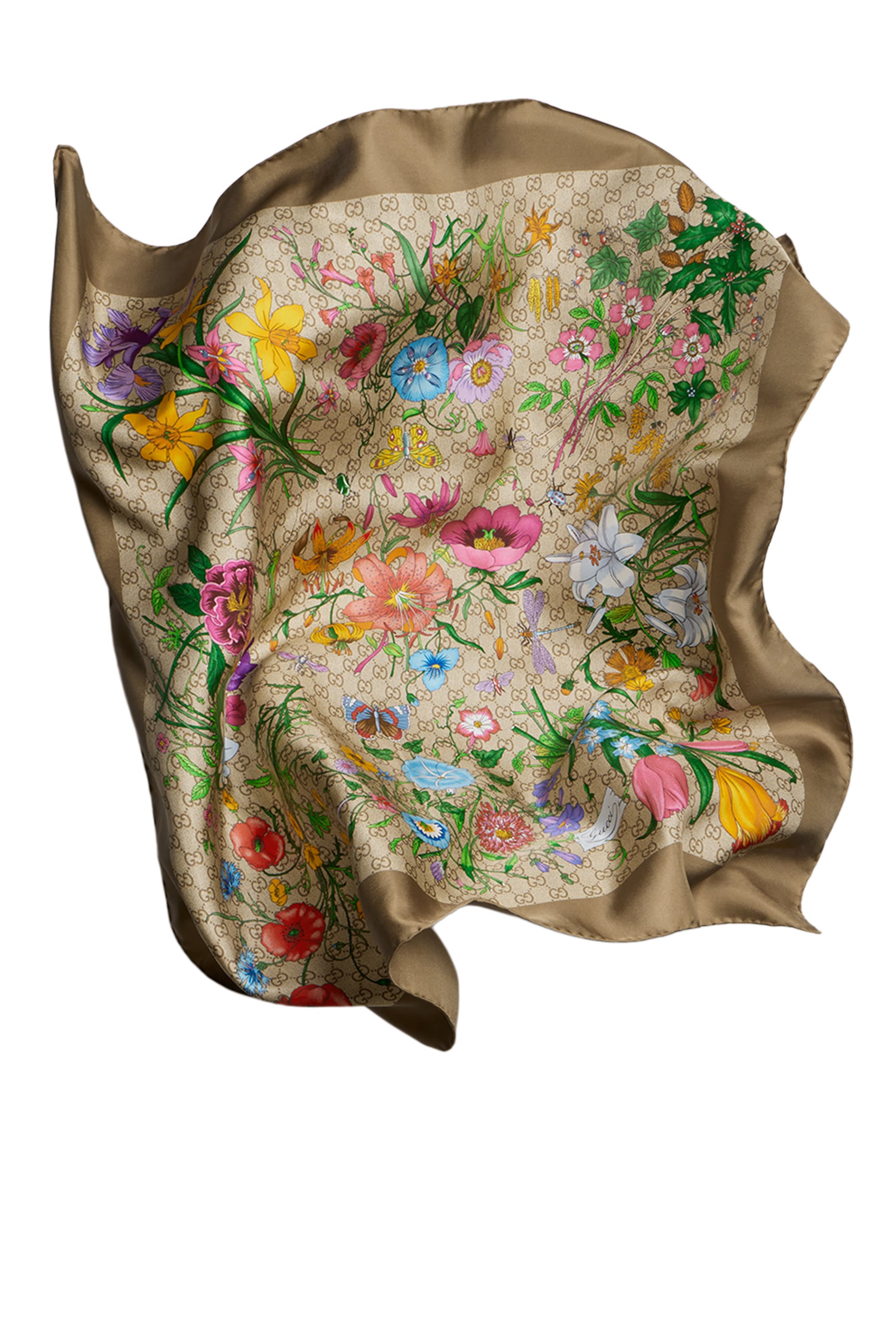 Printed GG Silk Twill Carr&eacute; 