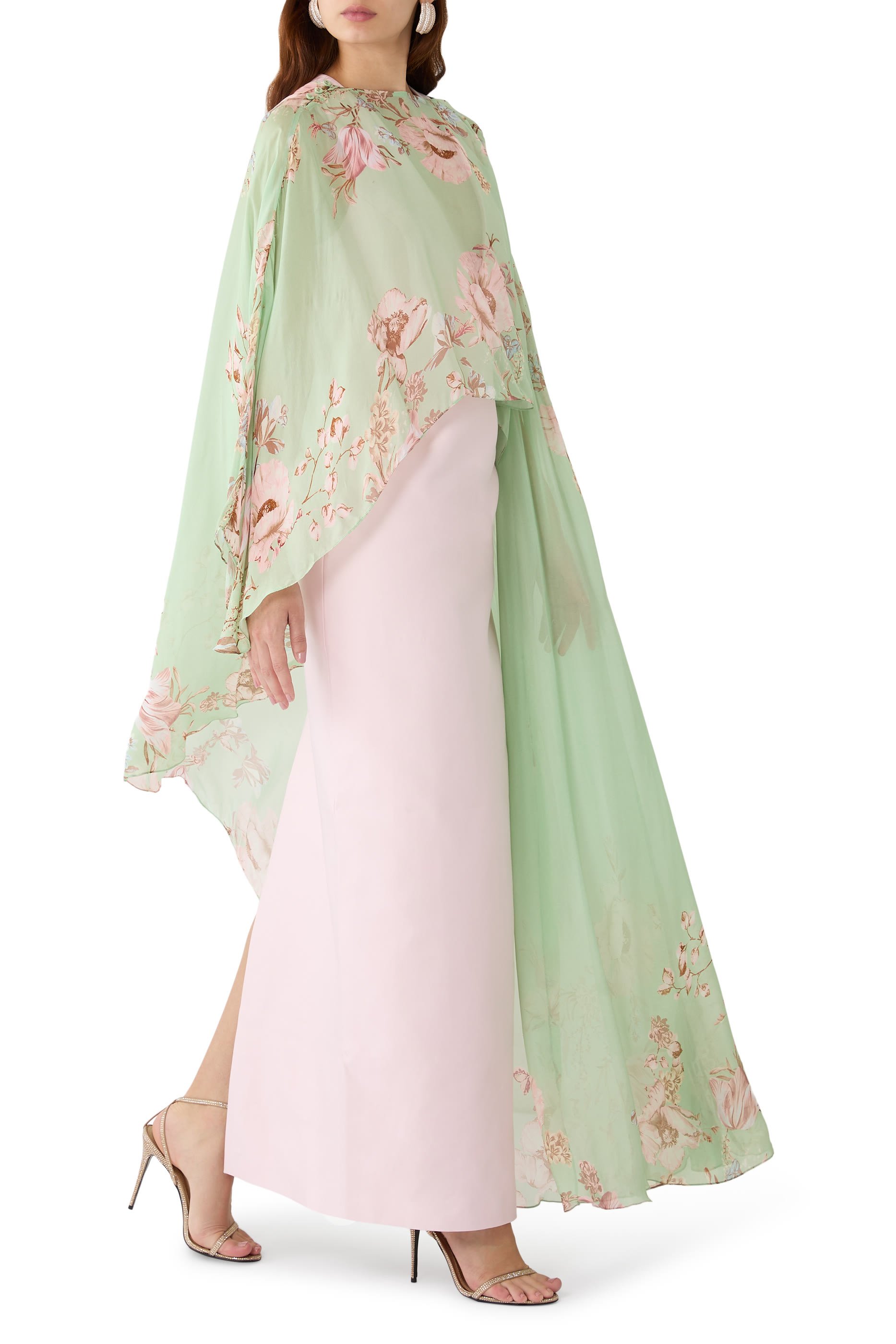 Erza Ruched Cape Dress