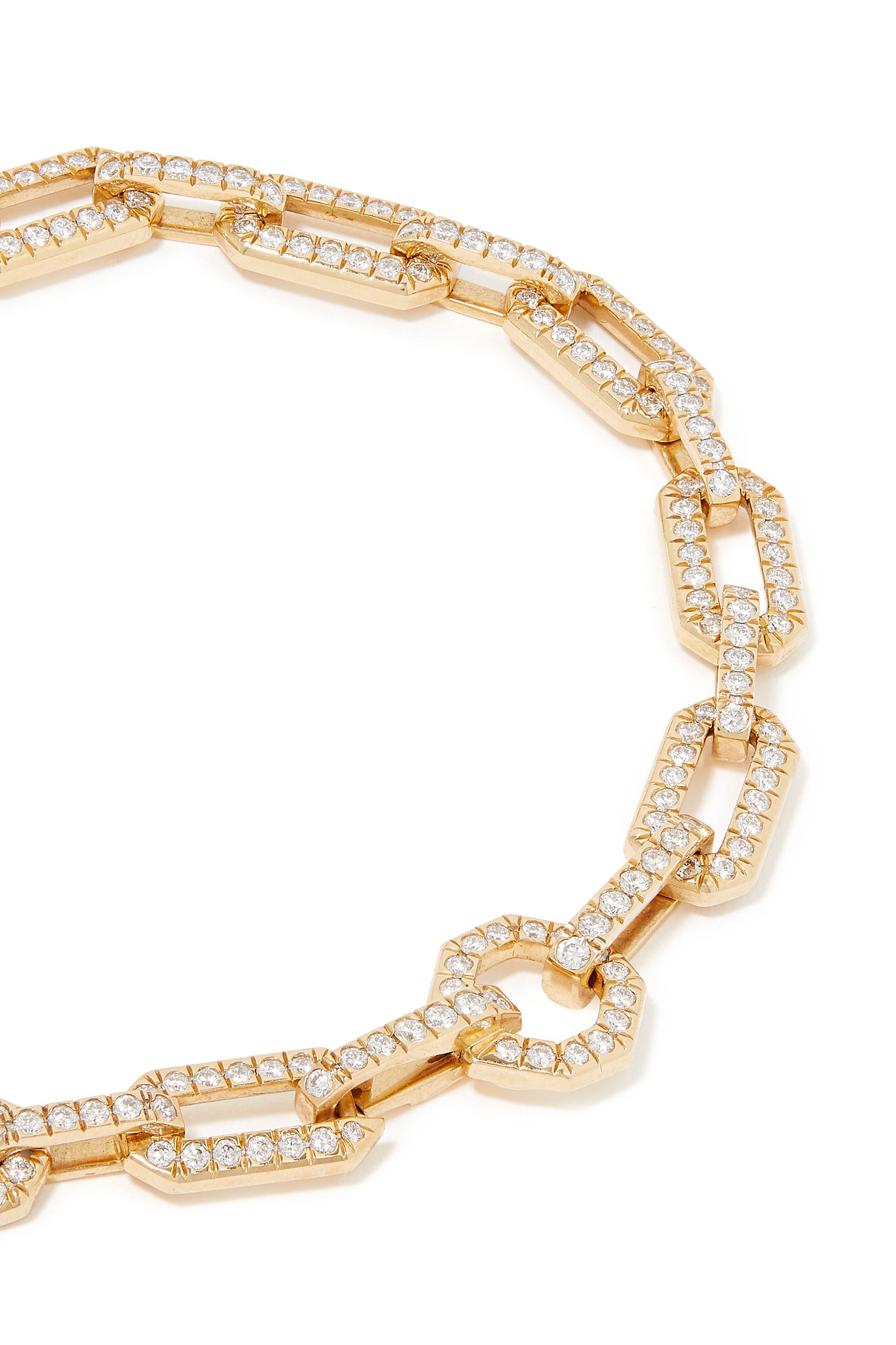 Pav&eacute; Chain Bracelet, 18k Yellow Gold & Diamond