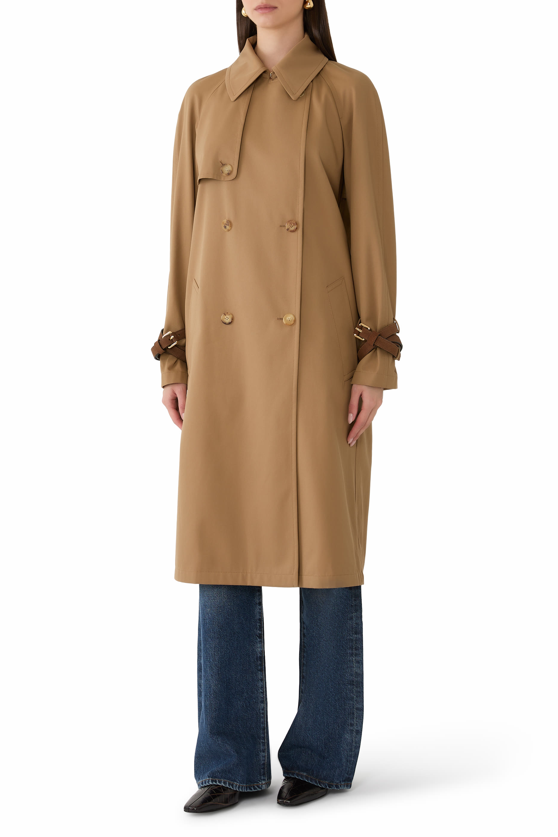 Cotton Blend Gabardine Trench Coat