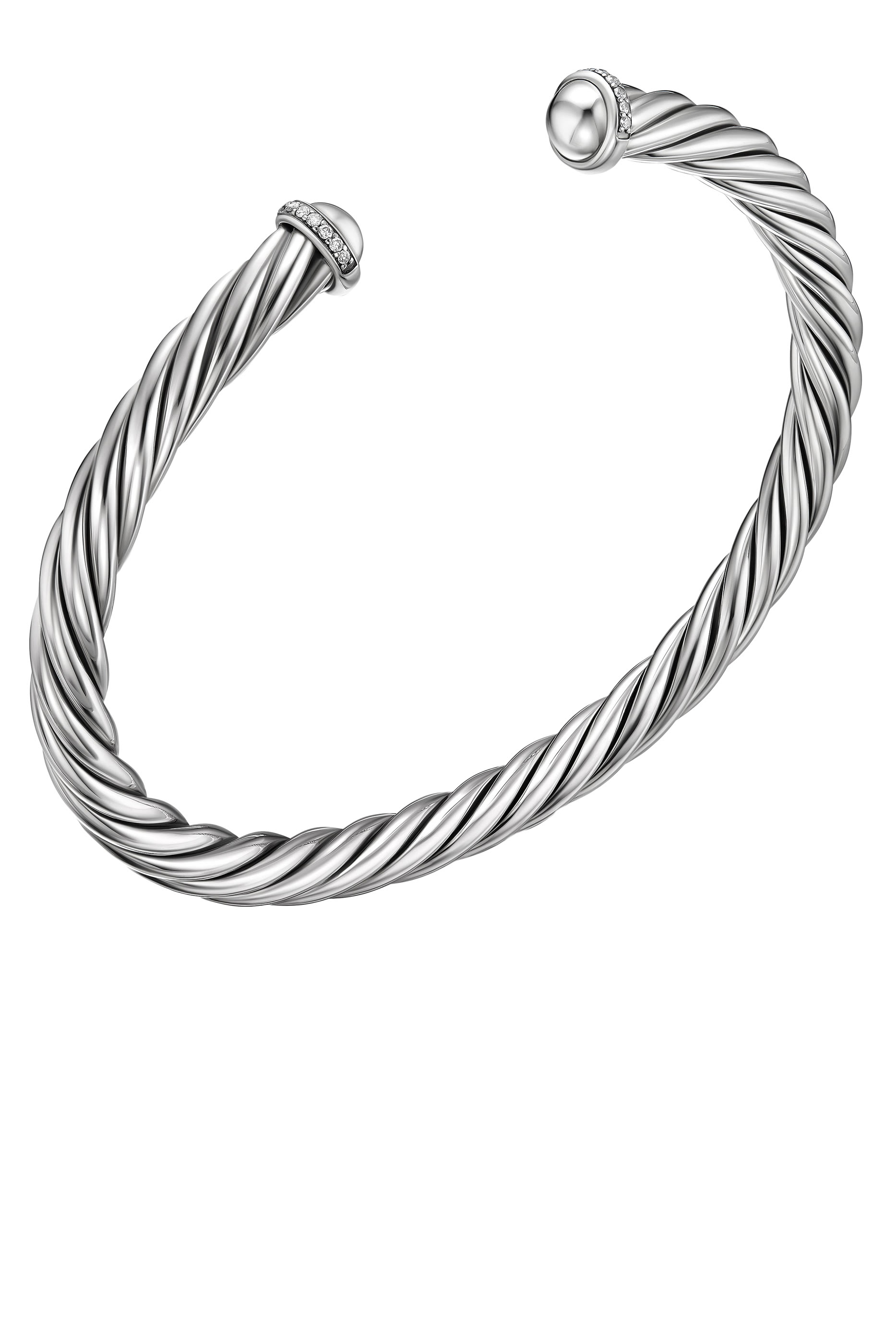 Cable Cuff Bracelet, Sterling Silver with Diamonds