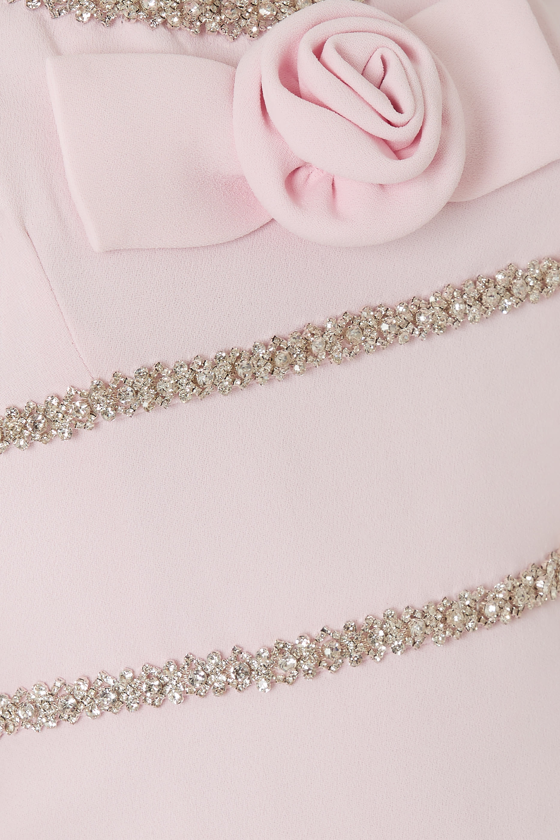 Crepe Crystal Trim Maxi Dress