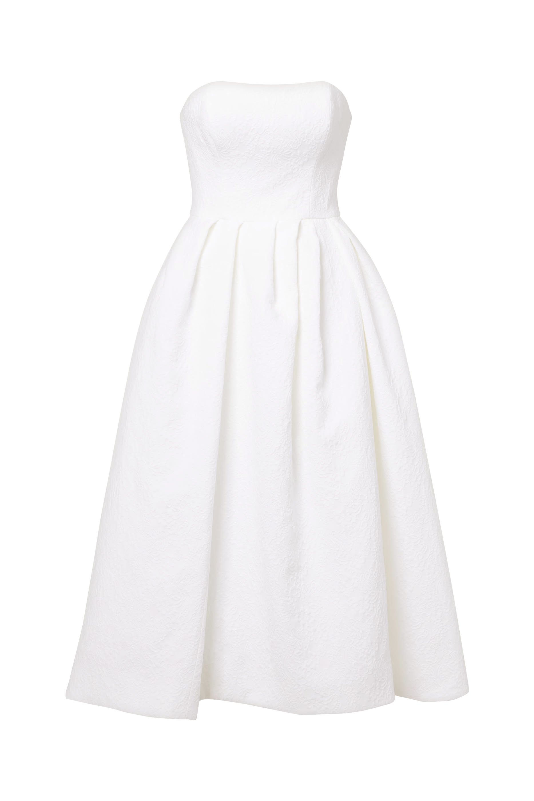 Floral Cloque Strapless Midi Dress