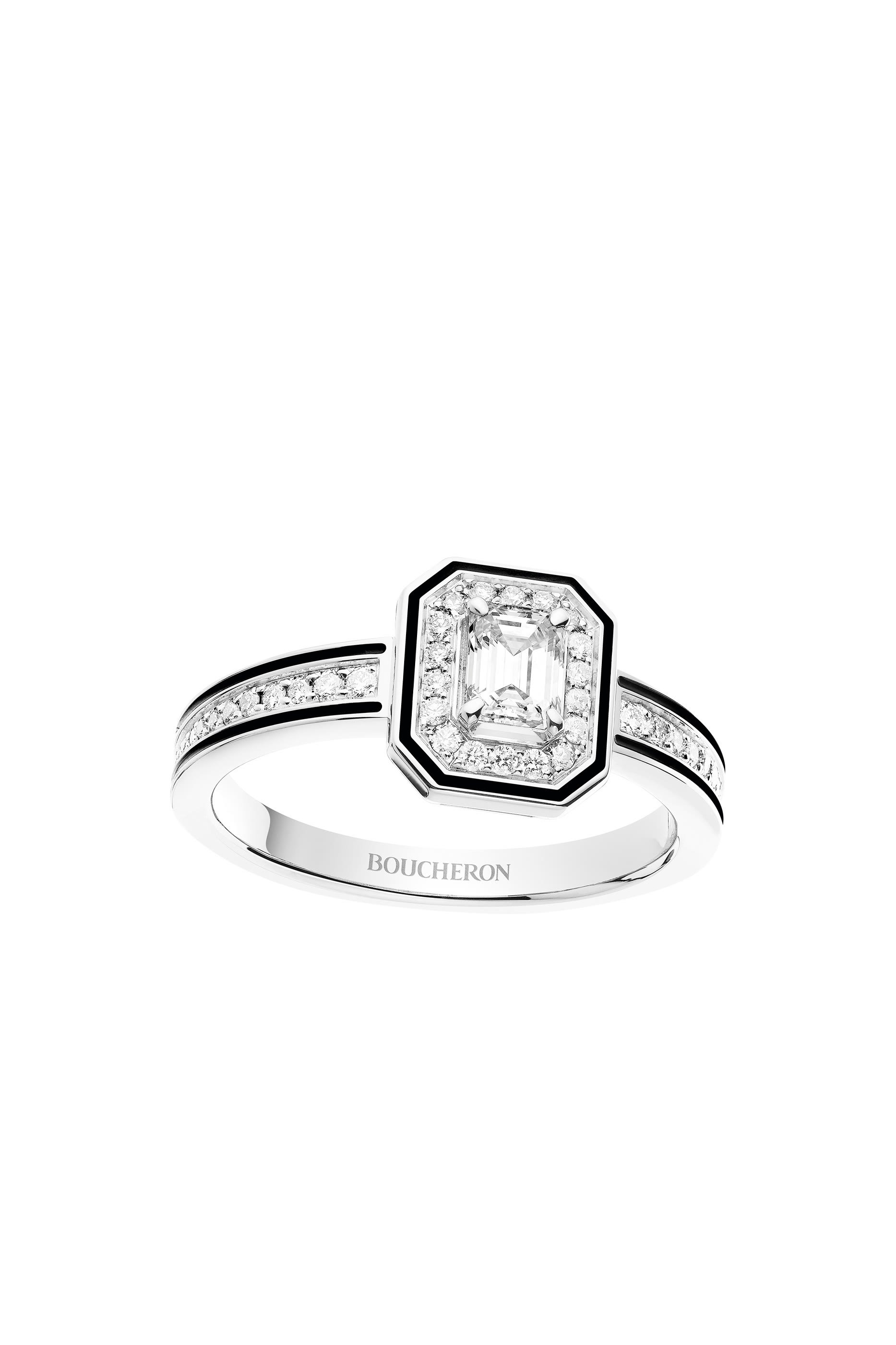 Solitaire Vendome Lisere Engagement Ring, 18k White Gold & Diamonds