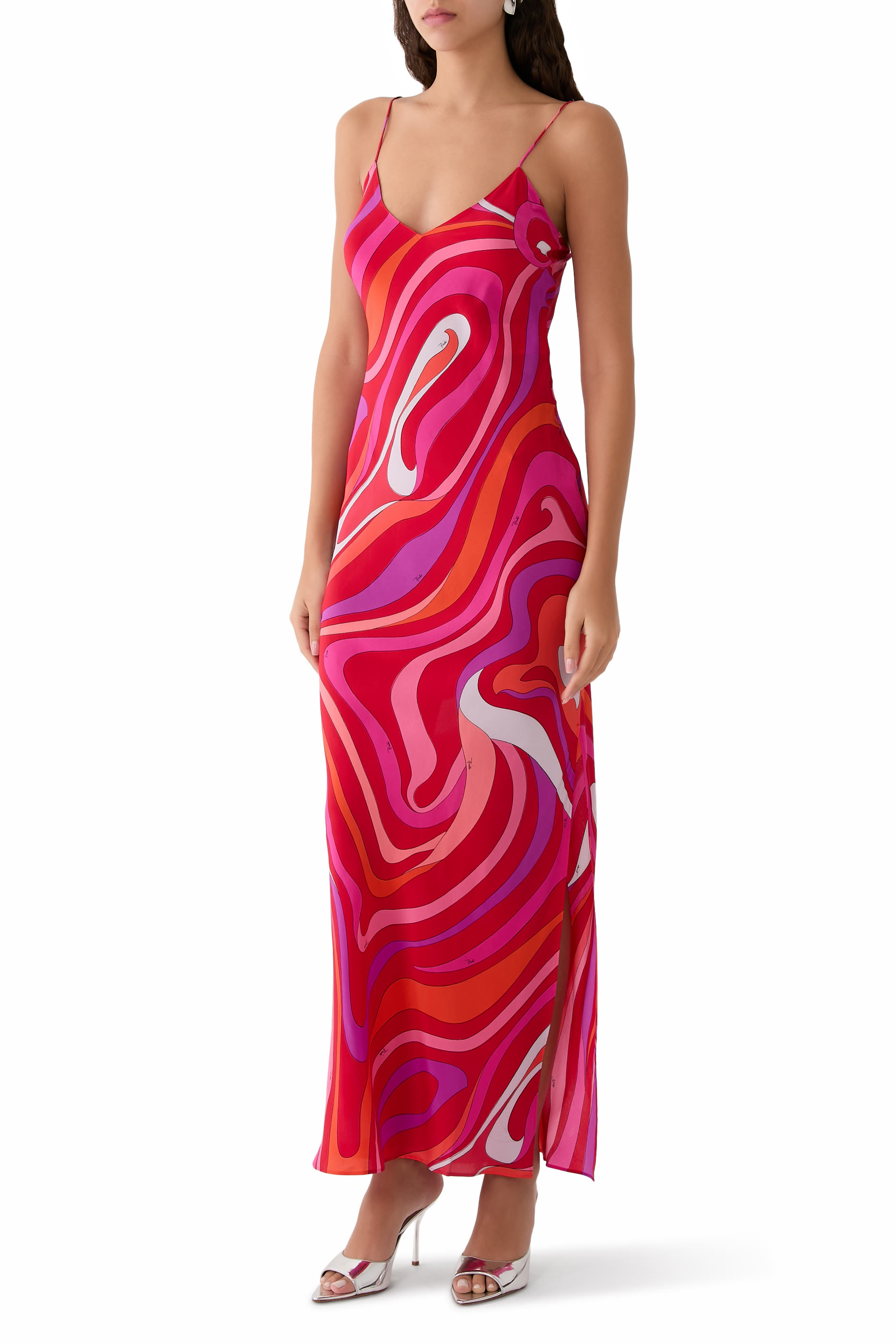 Marmo Print Silk Dress