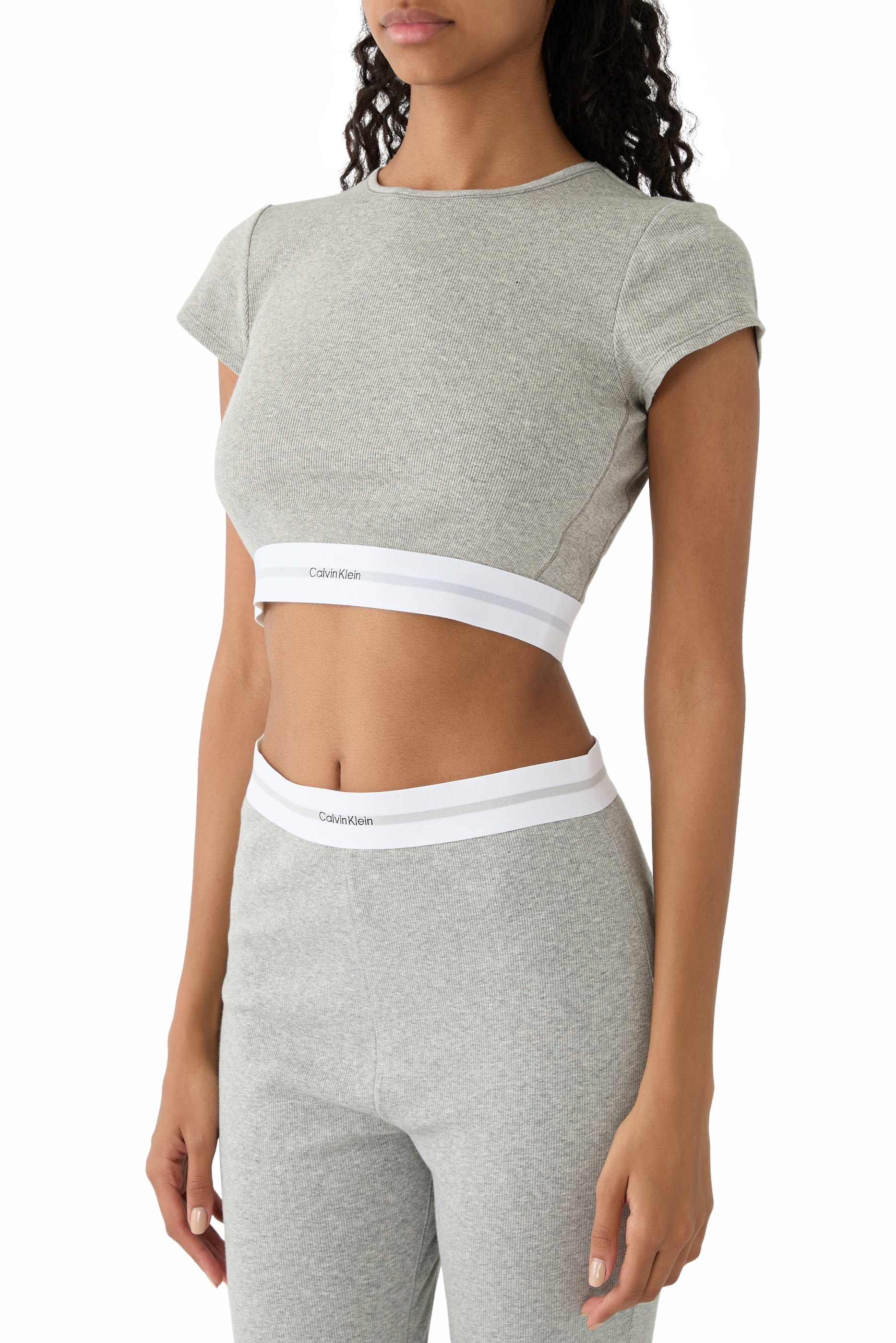 Cropped Lounge T-shirt - Cotton Stretch Rib