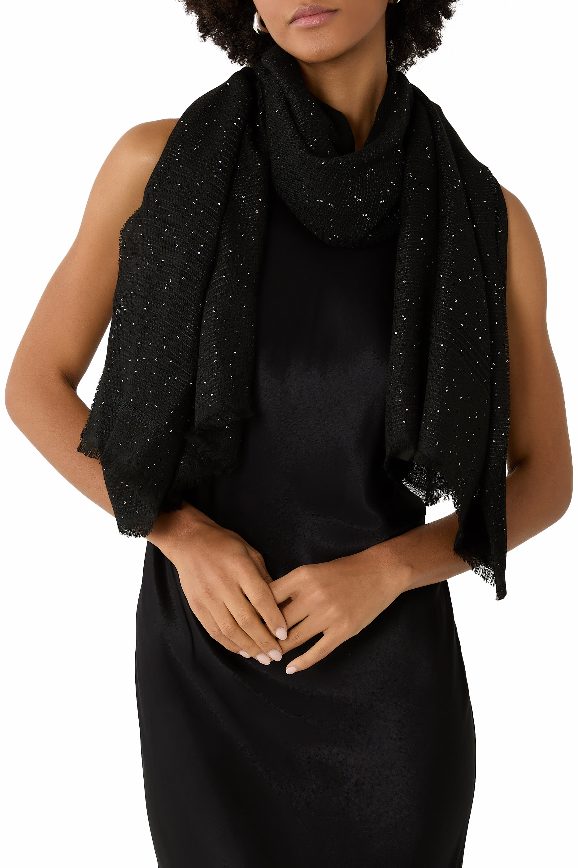 Embroidered Logo Sequin Stole