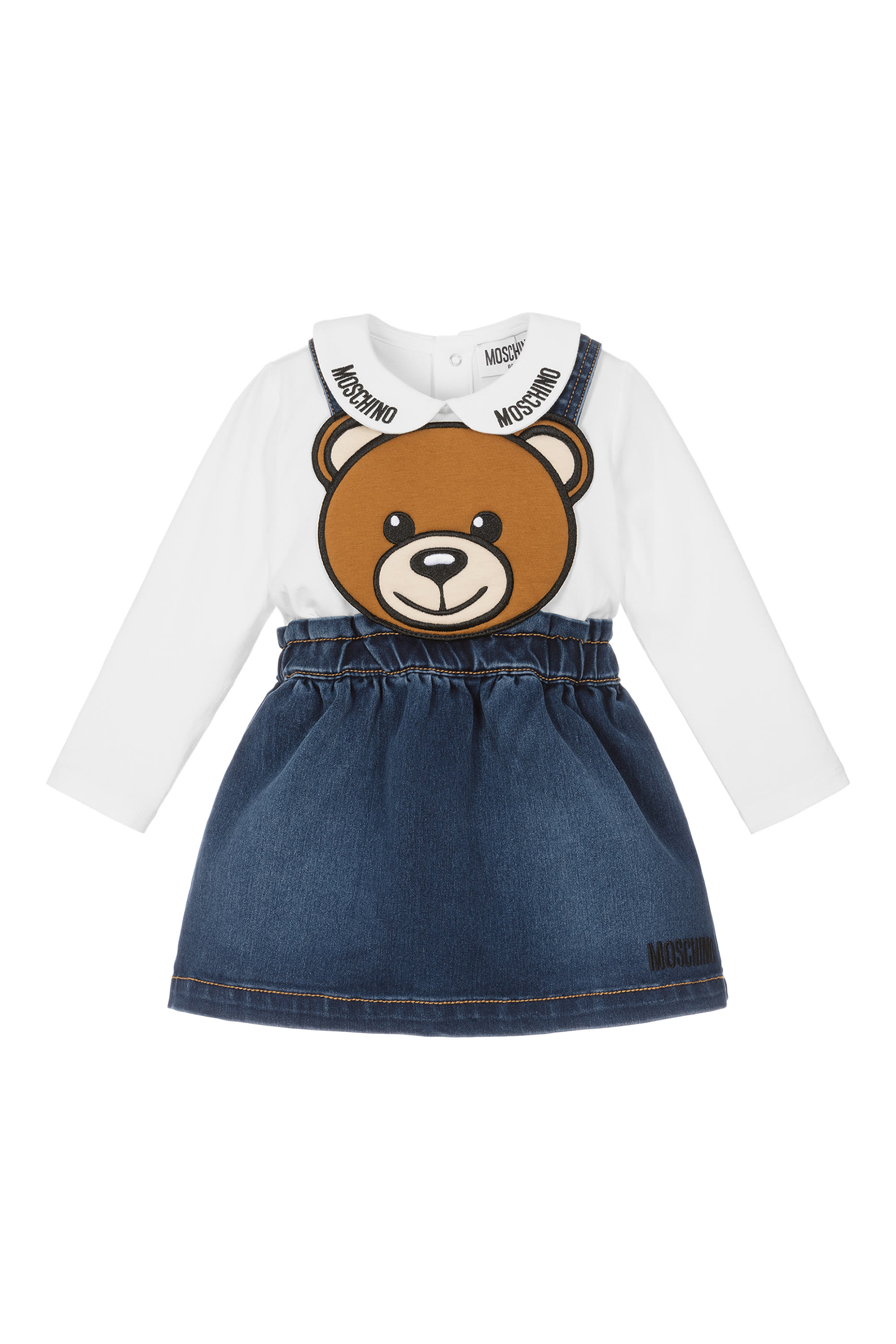 Kids Teddy Bear T-Shirt and Dungaree Skirt Co-ord Set