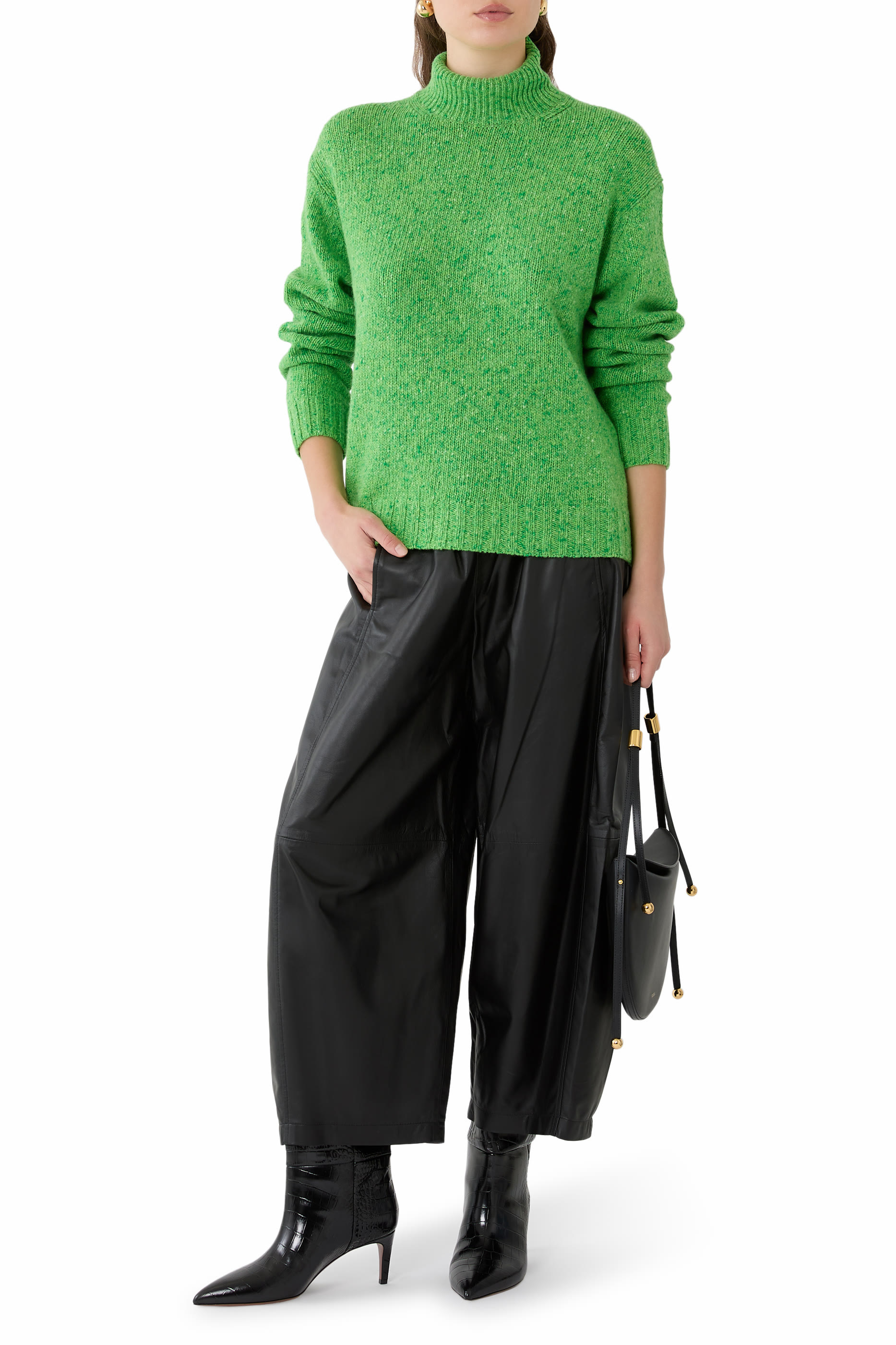 Cashmere Melange Knit Turtle Sweater