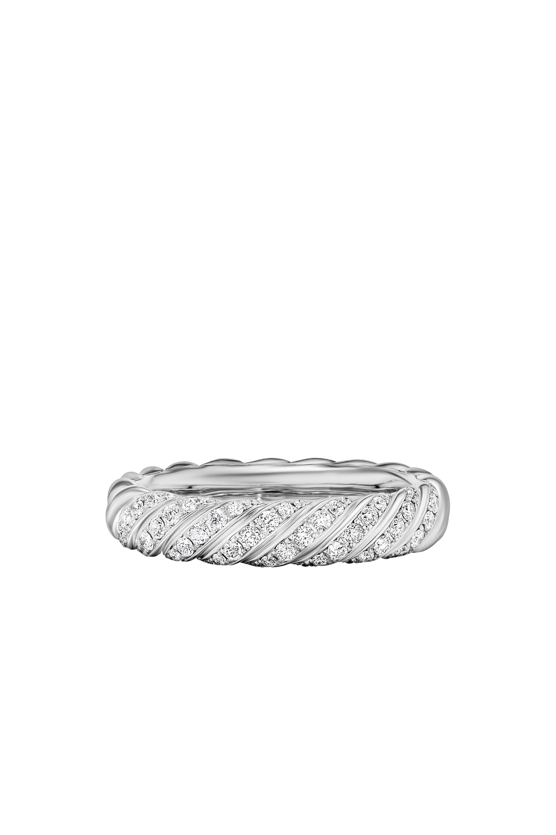 Sculpted Cable Ring, 18k White Gold & Diamonds