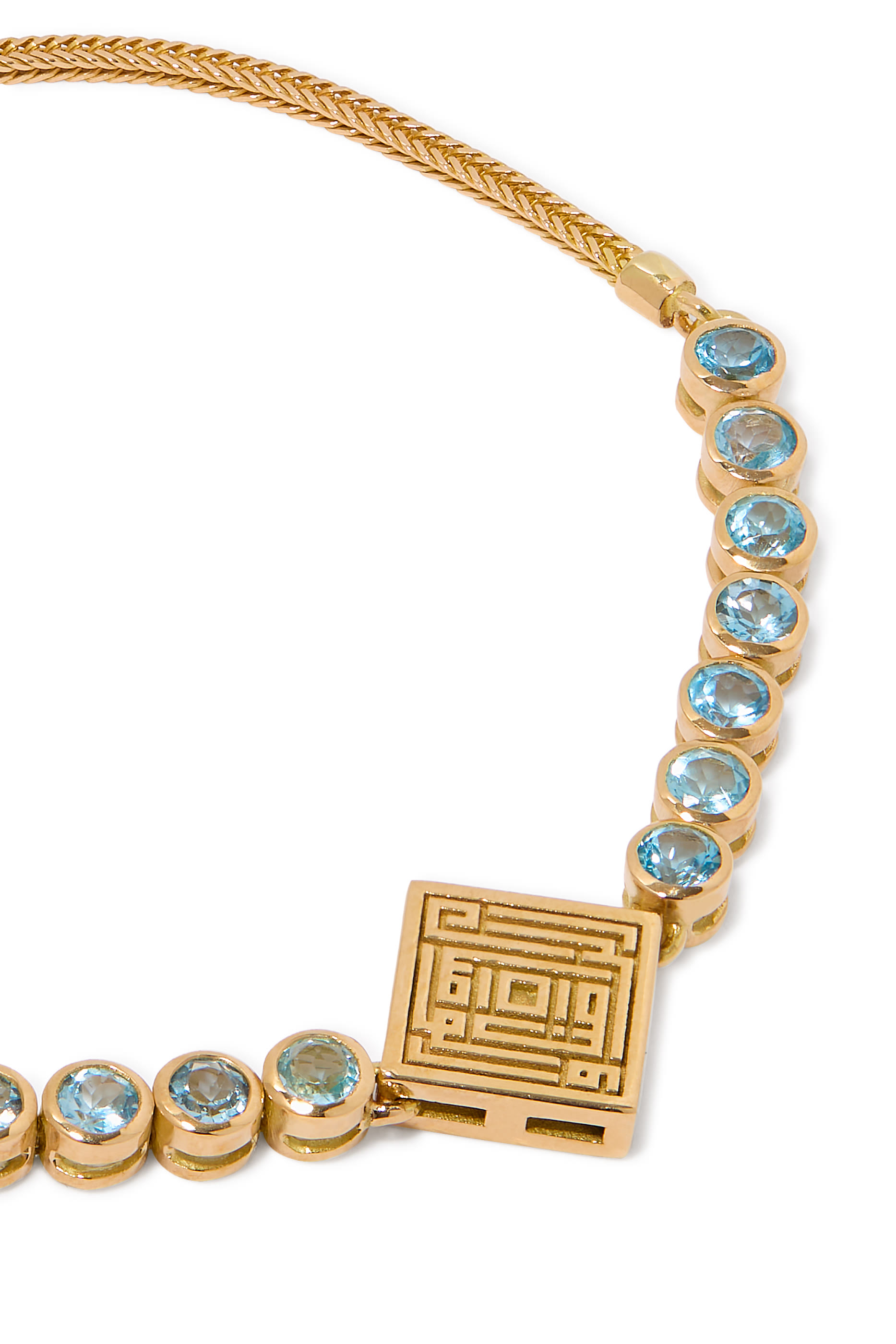 Kufic Script Bracelet,  18K Yellow Gold & Topaz