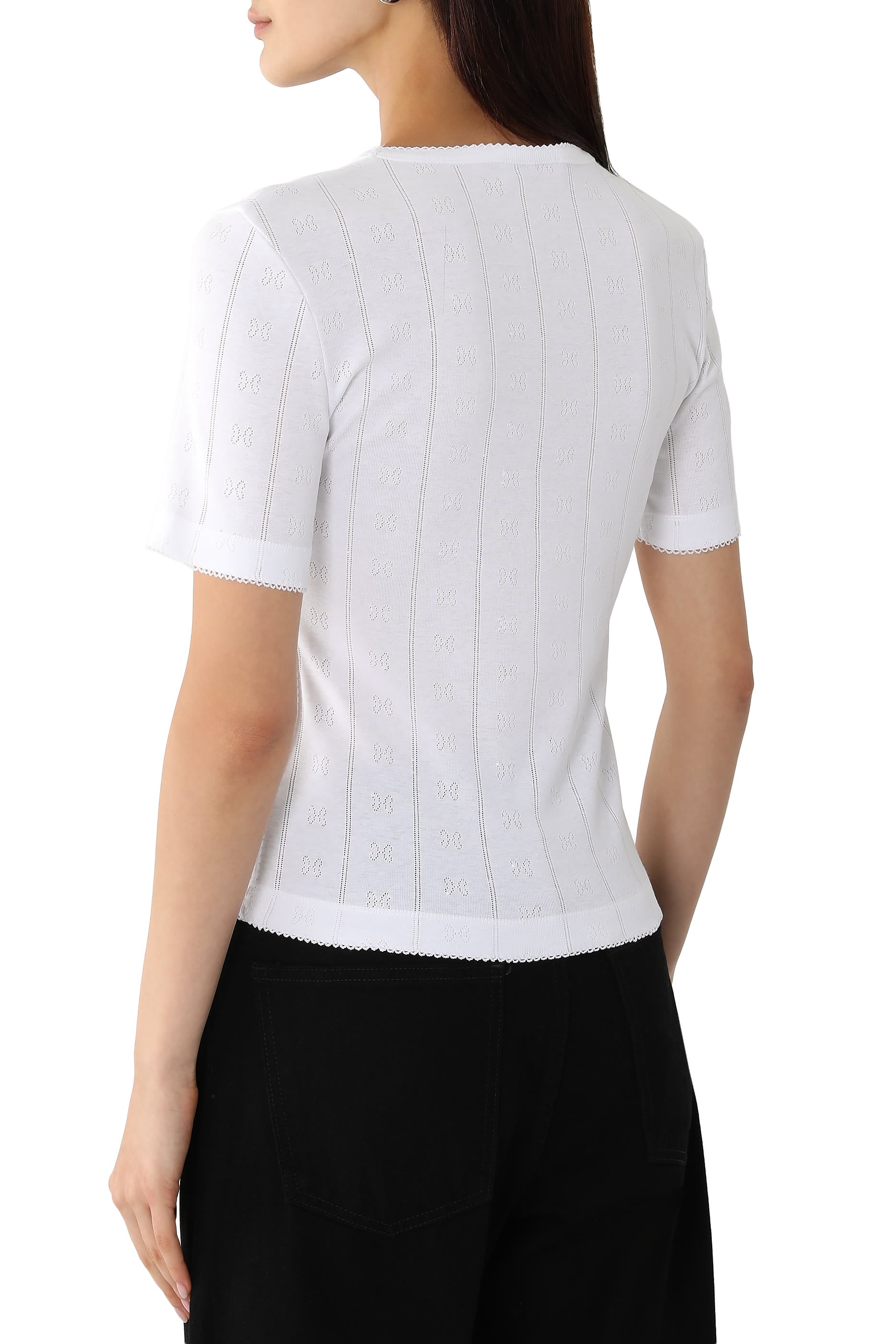 Pointelle-Knit Logo-Patch T-Shirt