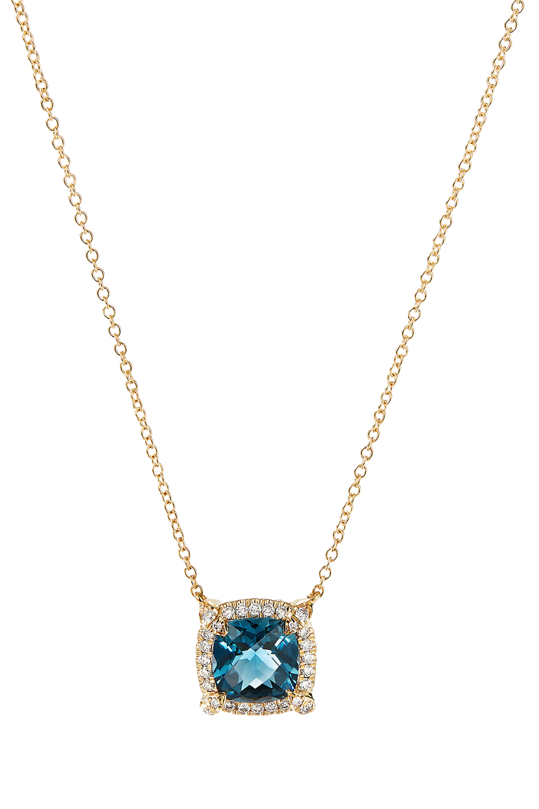 Chatelaine 18in Necklace, 18k Yellow Gold with Topaz & Diamonds