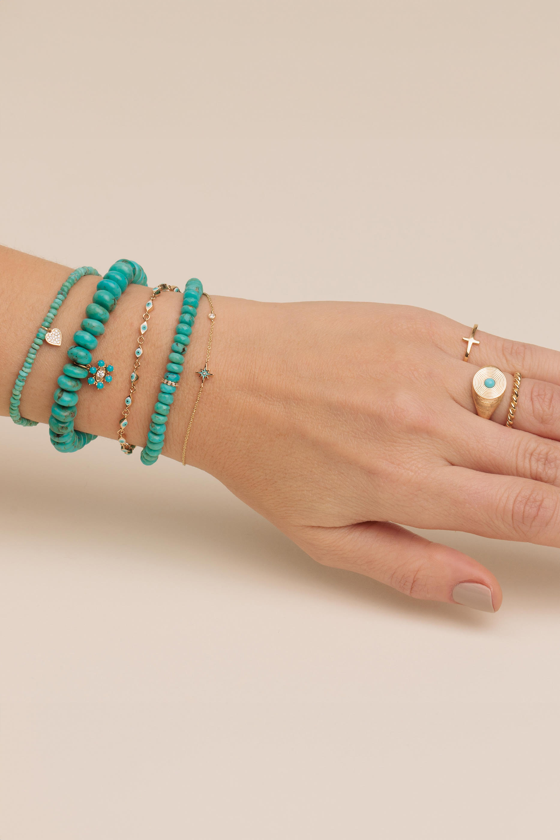 Mini Evil Eye Bracelet, 14k Yellow Gold