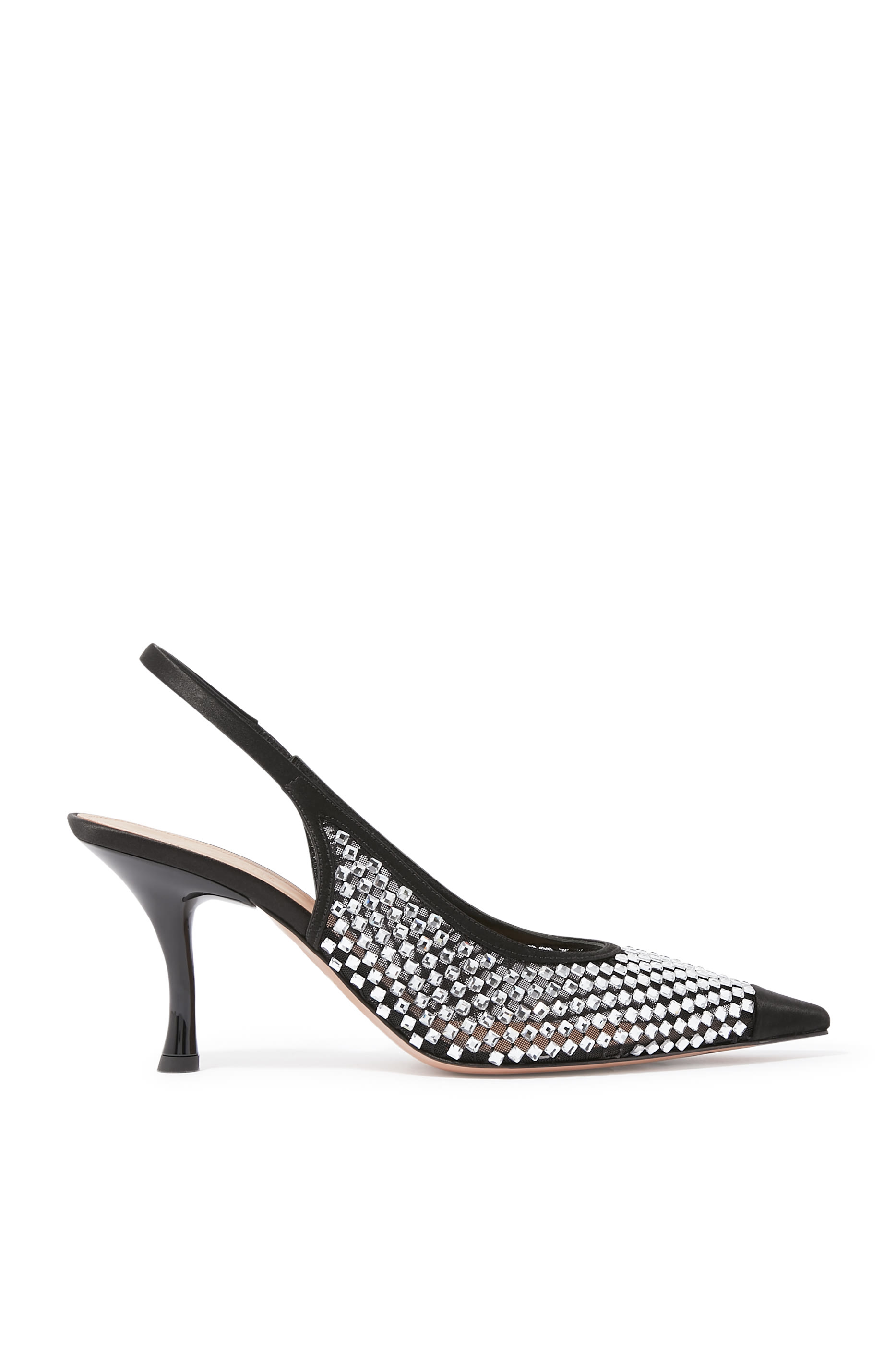 Vesper 70 Crystal Mesh Satin Pumps