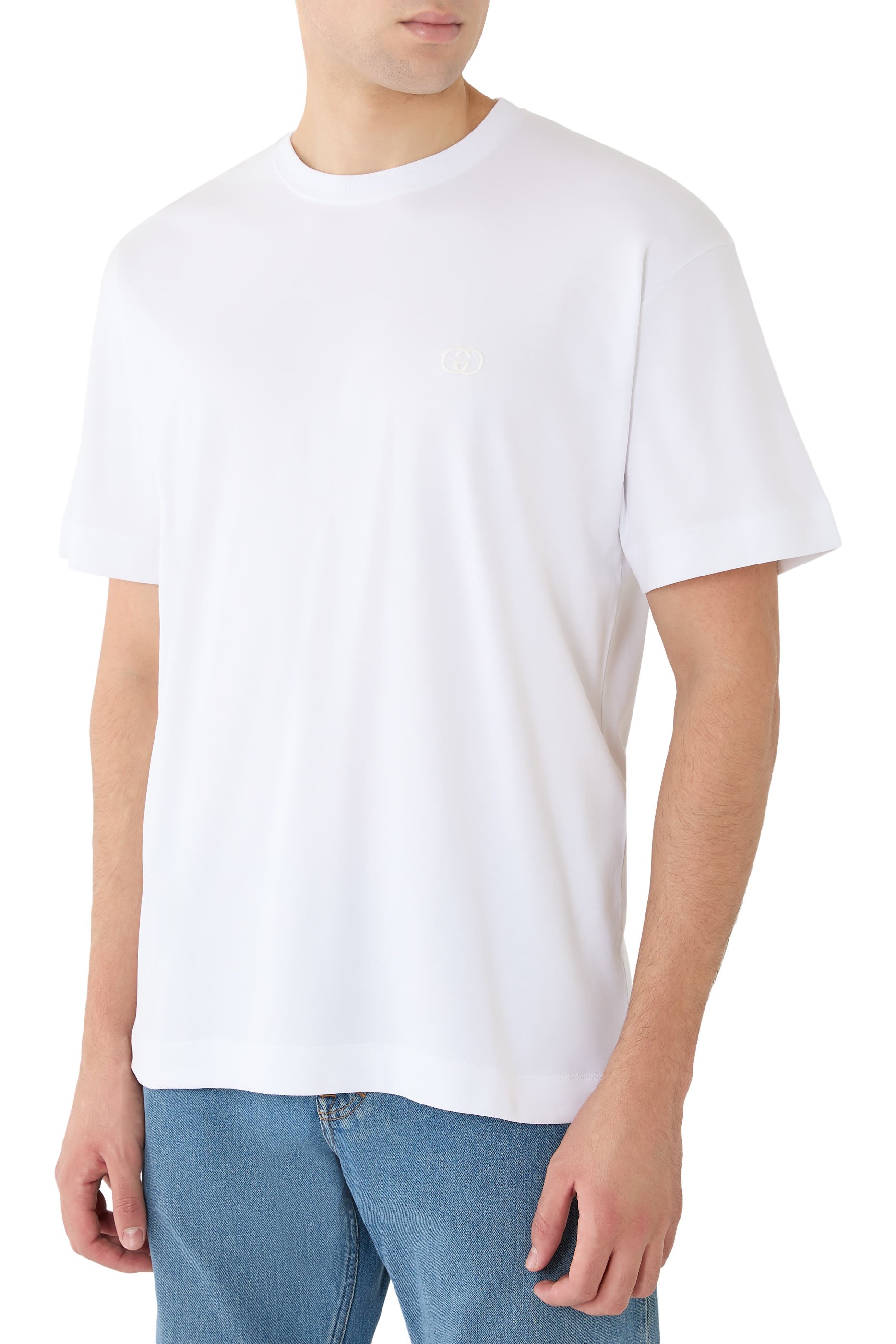 Logo Embroidery Cotton Jersey T-Shirt